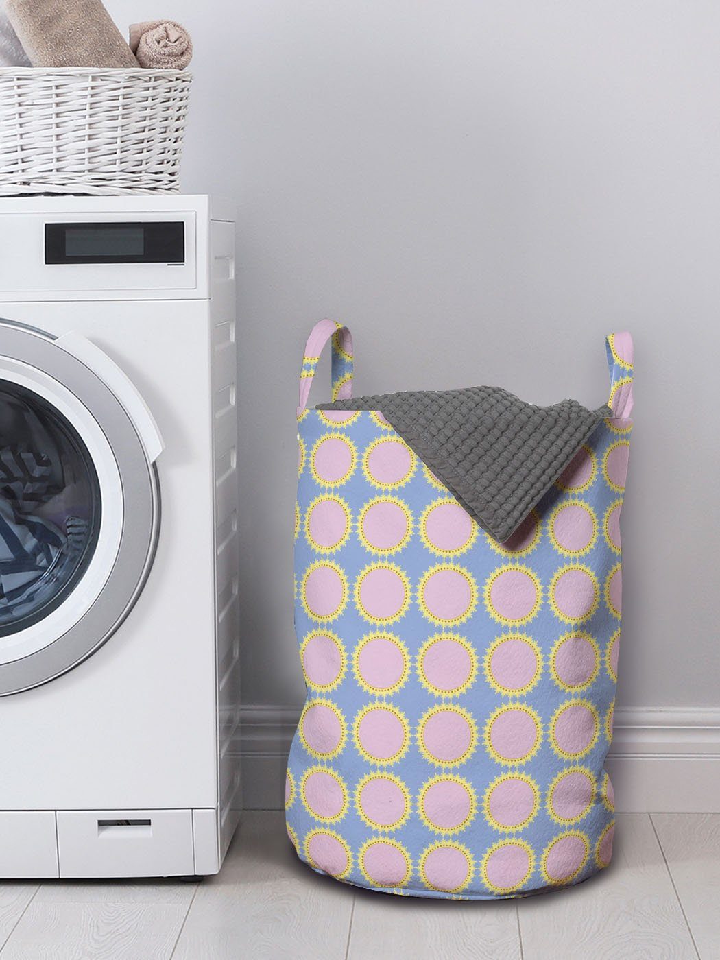 Abakuhaus Wäschesäckchen Form-Muster Kordelzugverschluss geometrisch Waschsalons, Wäschekorb für Sun mit Griffen Wie