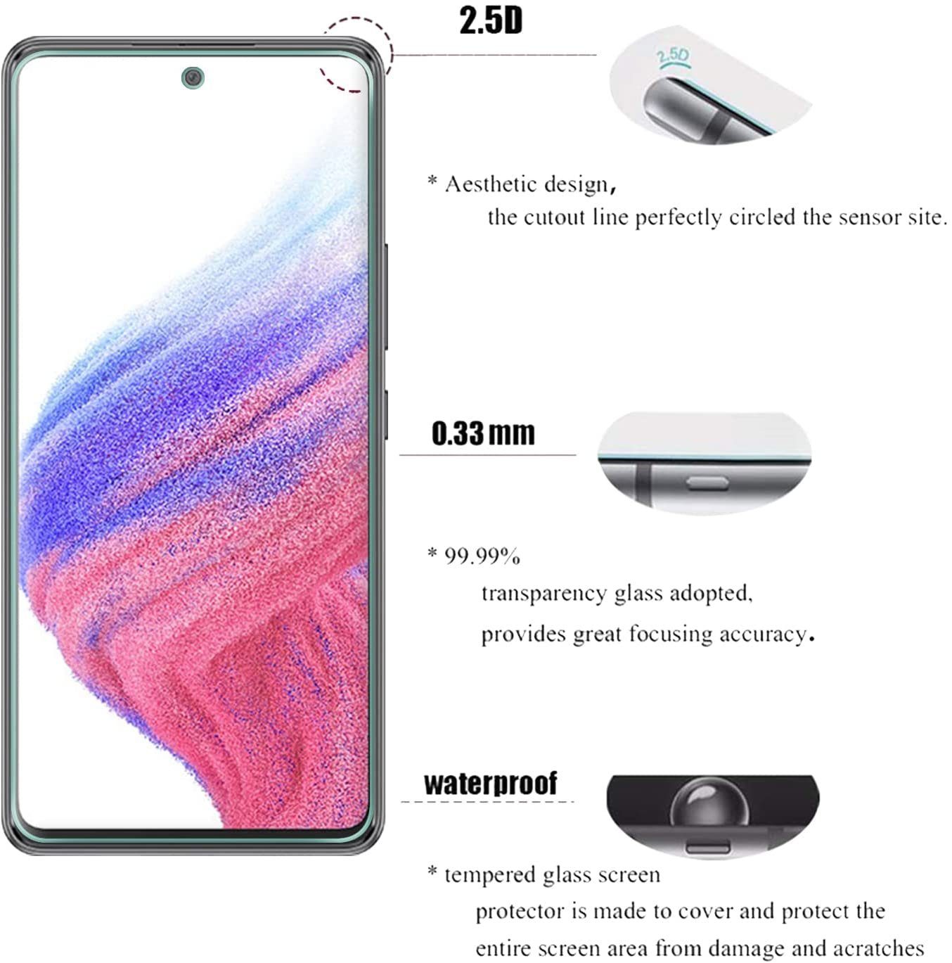 MSM Displayschutzglas 2X Schutzglas (Display + Kamera) für Samsung Galaxy A53 5G Panzerfolie – Bild 3 von 5