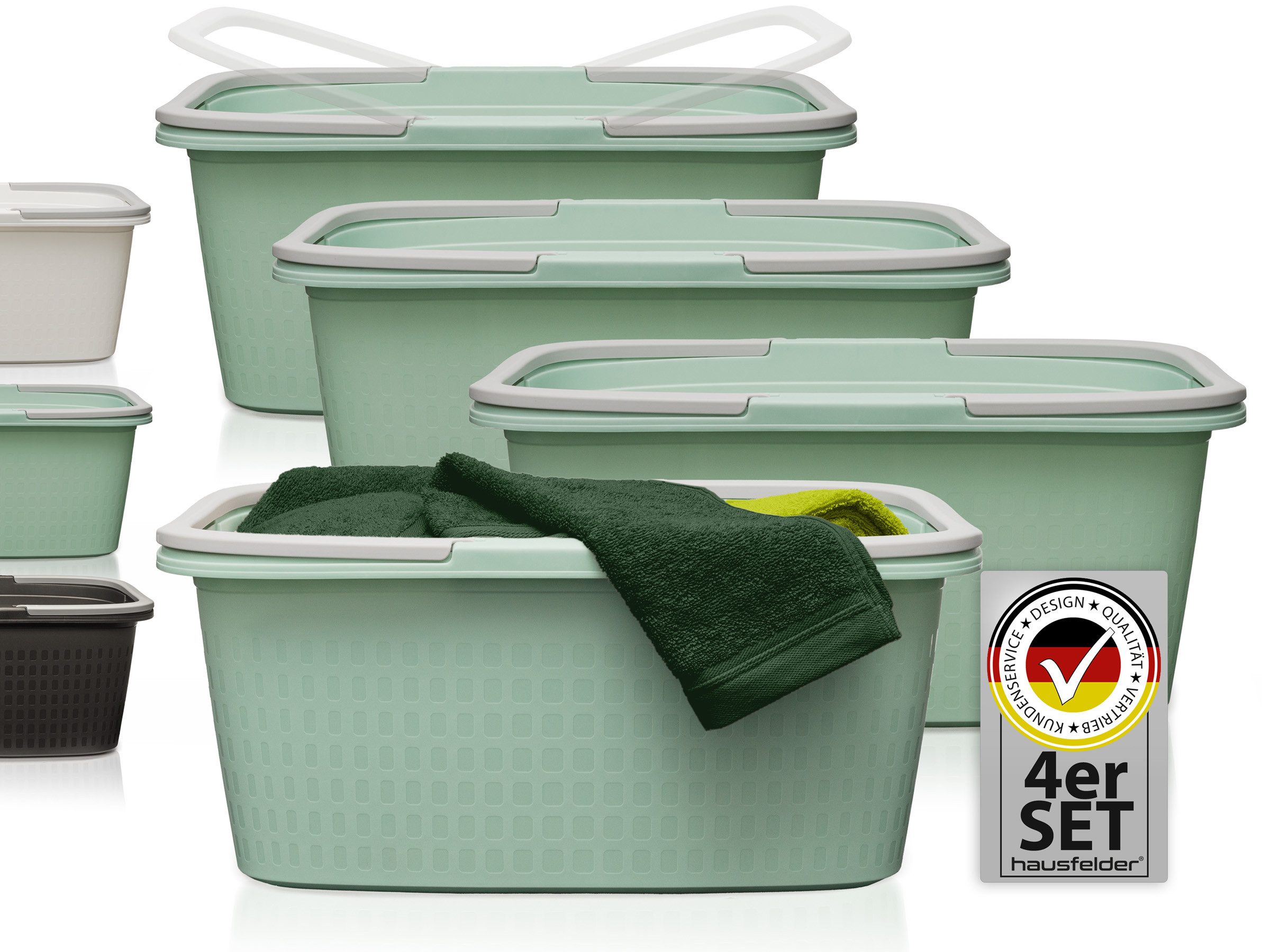 Hausfelder Wäschekorb Wäschewanne 58x37x25cm (Jadegrün, 4 Wannen, 35 l) (Se günstig online kaufen