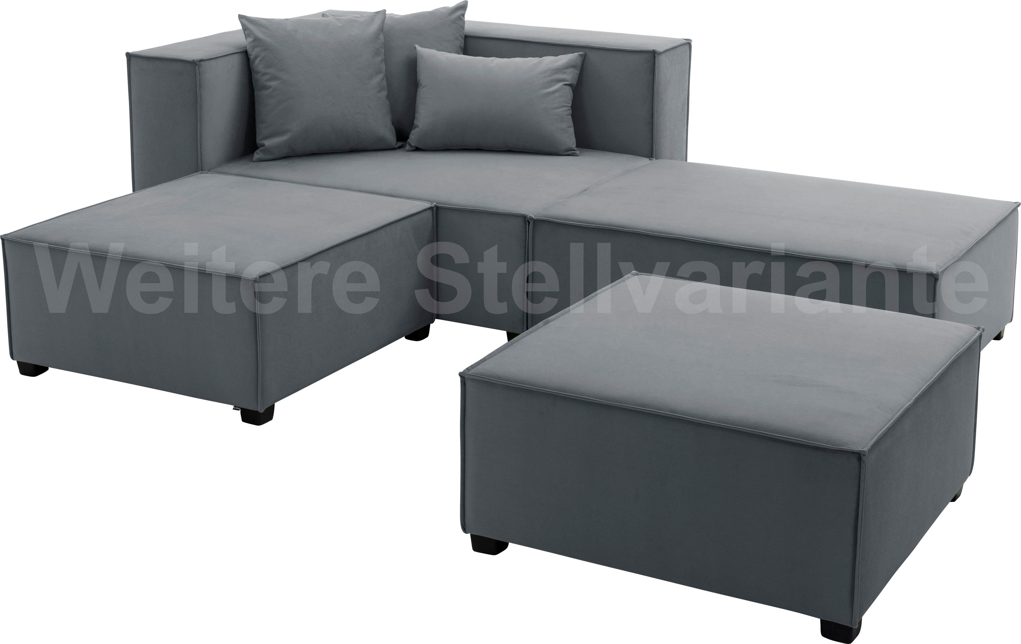 Max Winzer® Wohnlandschaft aus 6 Sofa-Set 09 Sitz-Elementen, MOVE, 3 Zierkissen grau Set, inklusive