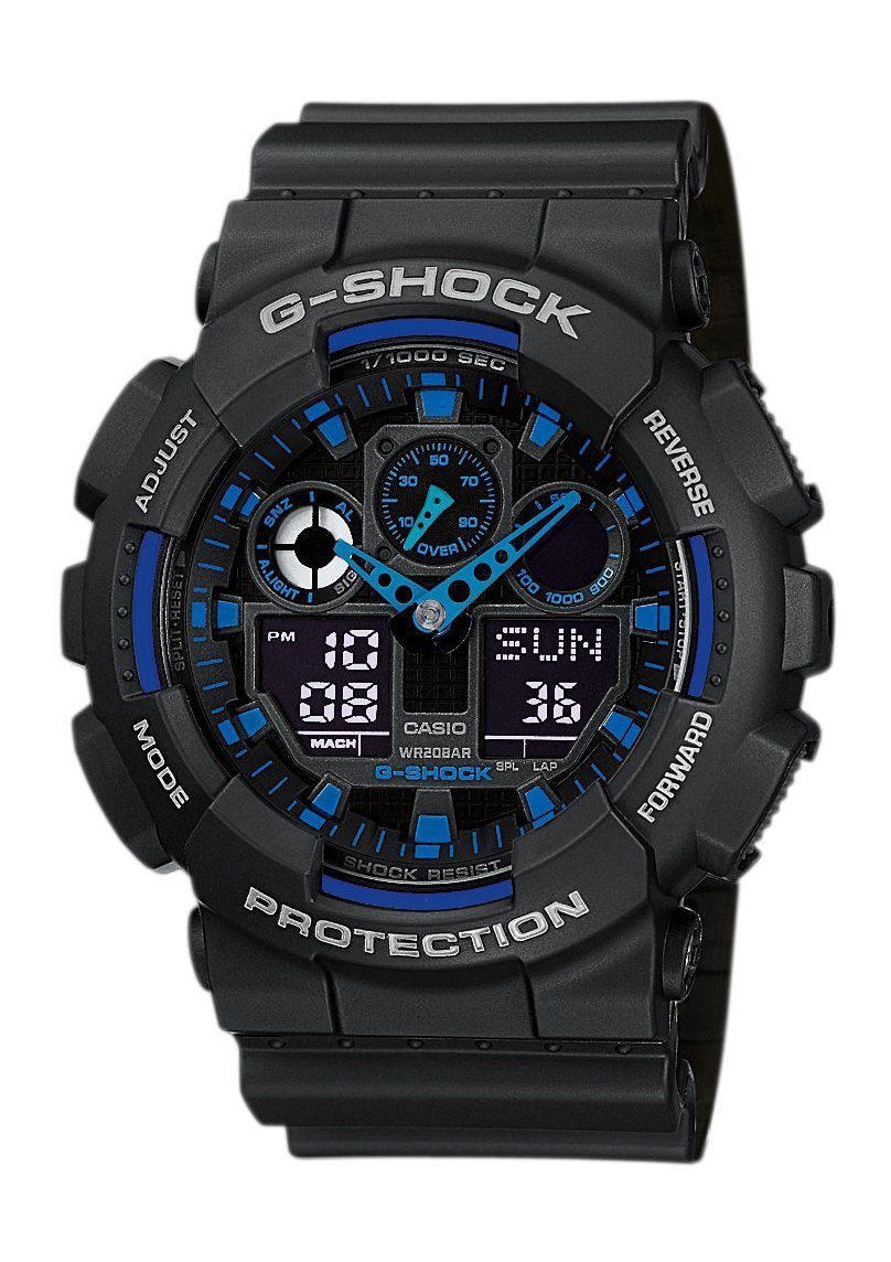 CASIO G-SHOCK Chronograph GA-100MF-1AER, Quarzuhr,Armbanduhr,Herrenuhr,digital, bis 20 bar wasserd.Resinarmband