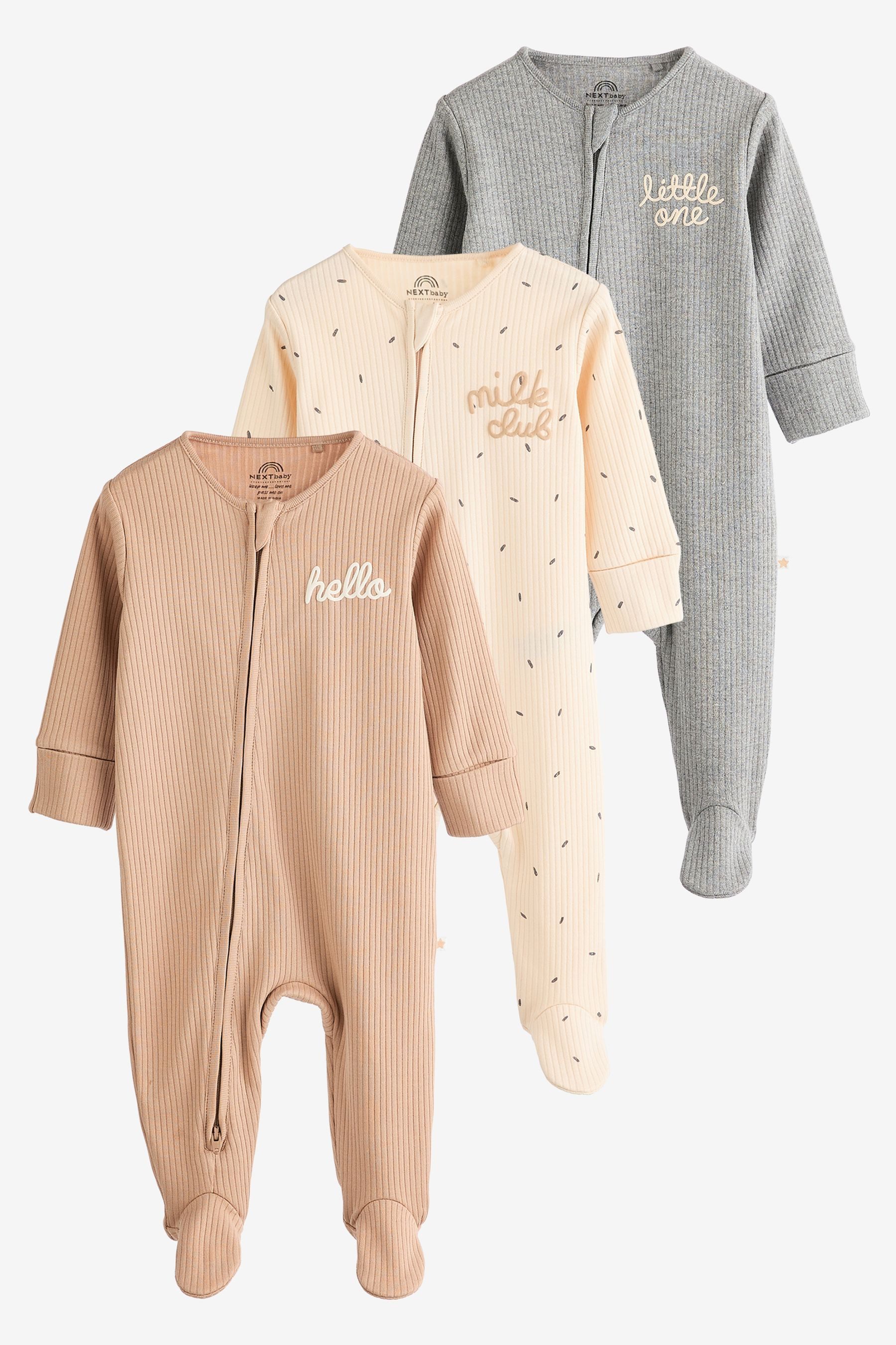 Next Schlafoverall 3er-Pack Baby Schlafanzüge, 2-Wege-Reißverschluss (3-tlg)