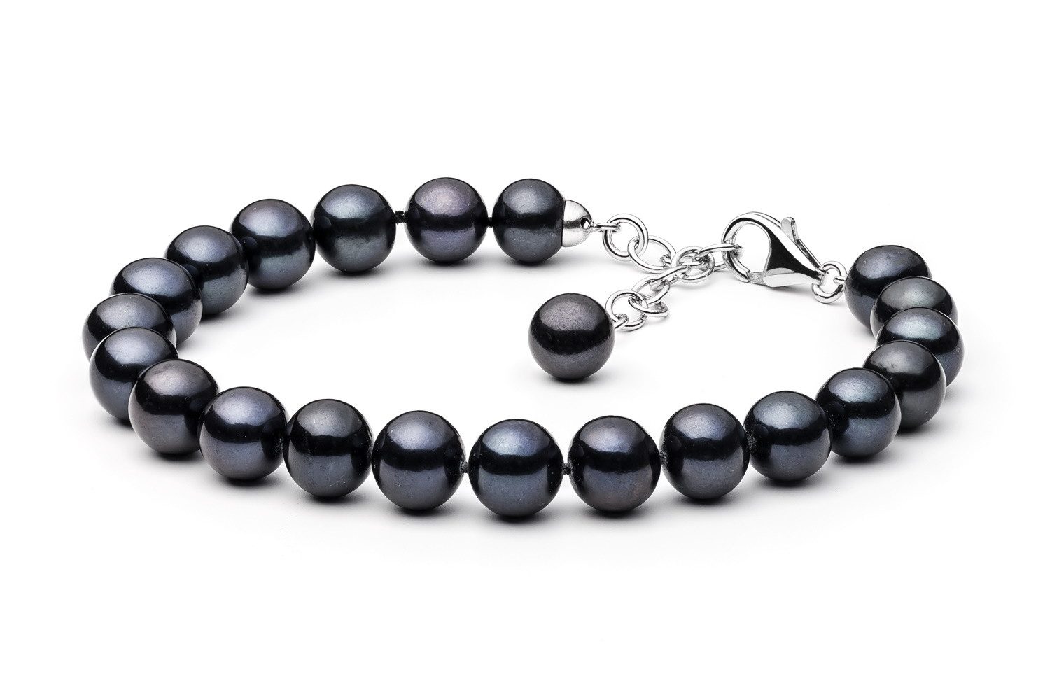 Gaura Pearls Perlenarmband klassisch schwarz rund 8.5-9.5 mm, echte Süßwasserzuchtperle, 925er rhodiniertes Silber. € 119,90
