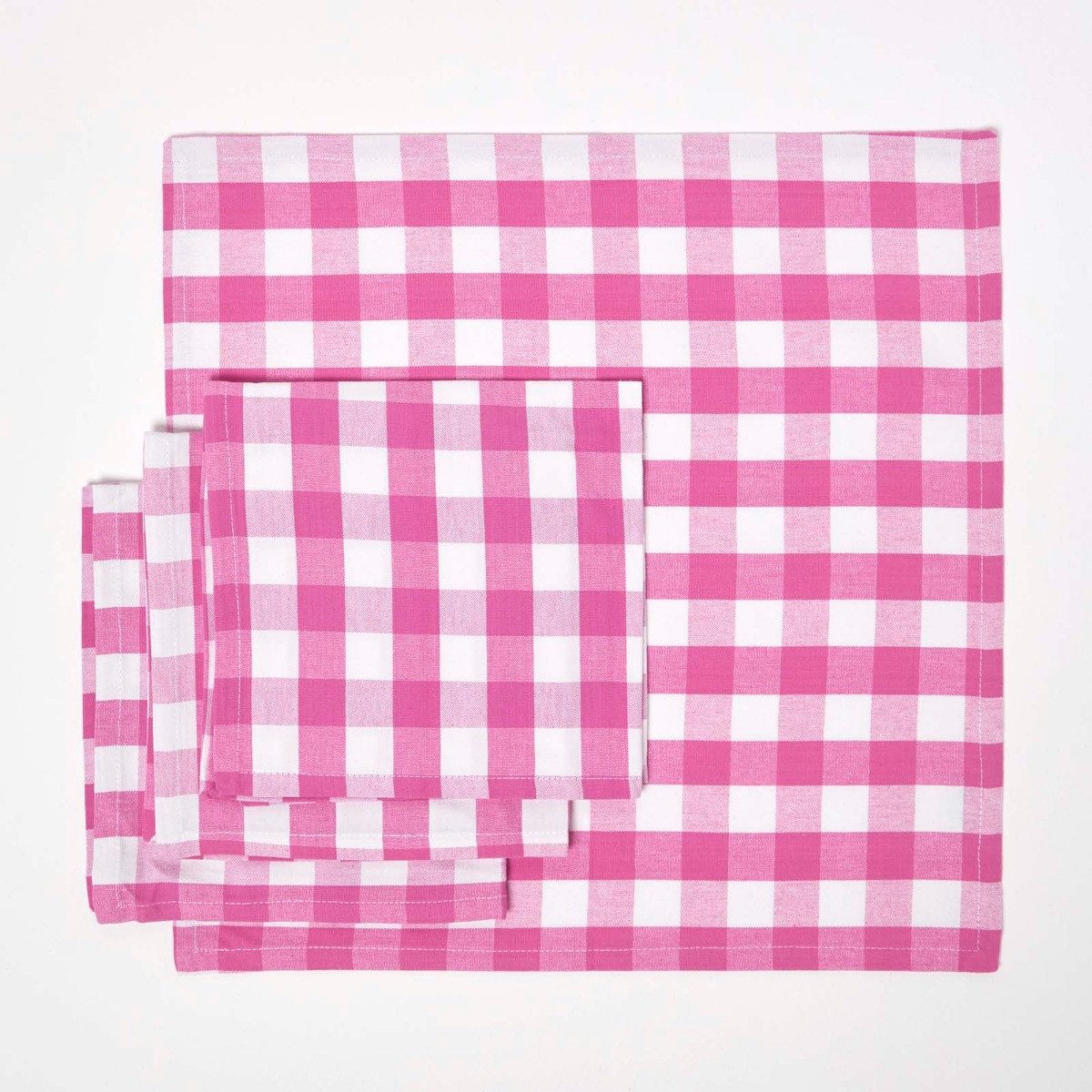 Homescapes Stoffserviette Pink karierte Stoffservietten aus Baumwolle im 4er Pack