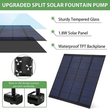 UE Stock Teichpumpe 1,8 W Solarpumpe Teichpumpe Springbrunnen Pumpe 4 Verschiedenen Düsen