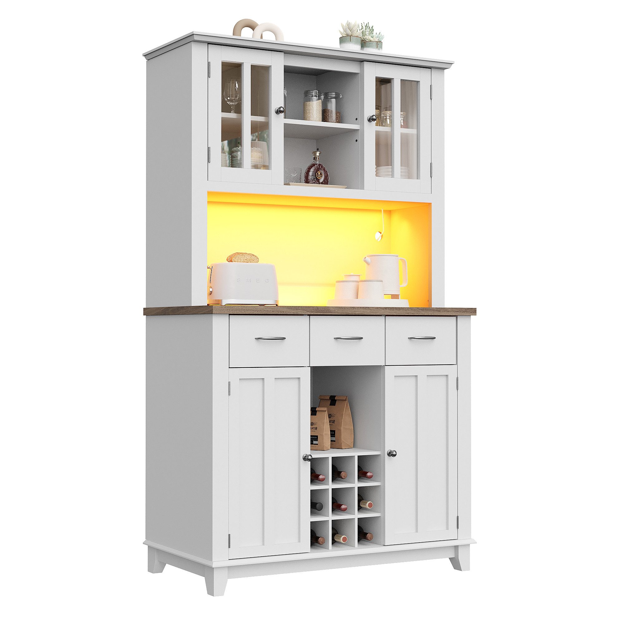 Gotagee Sideboard Küchenschrank Hochschrank Vitrinenschrank mit günstig online kaufen