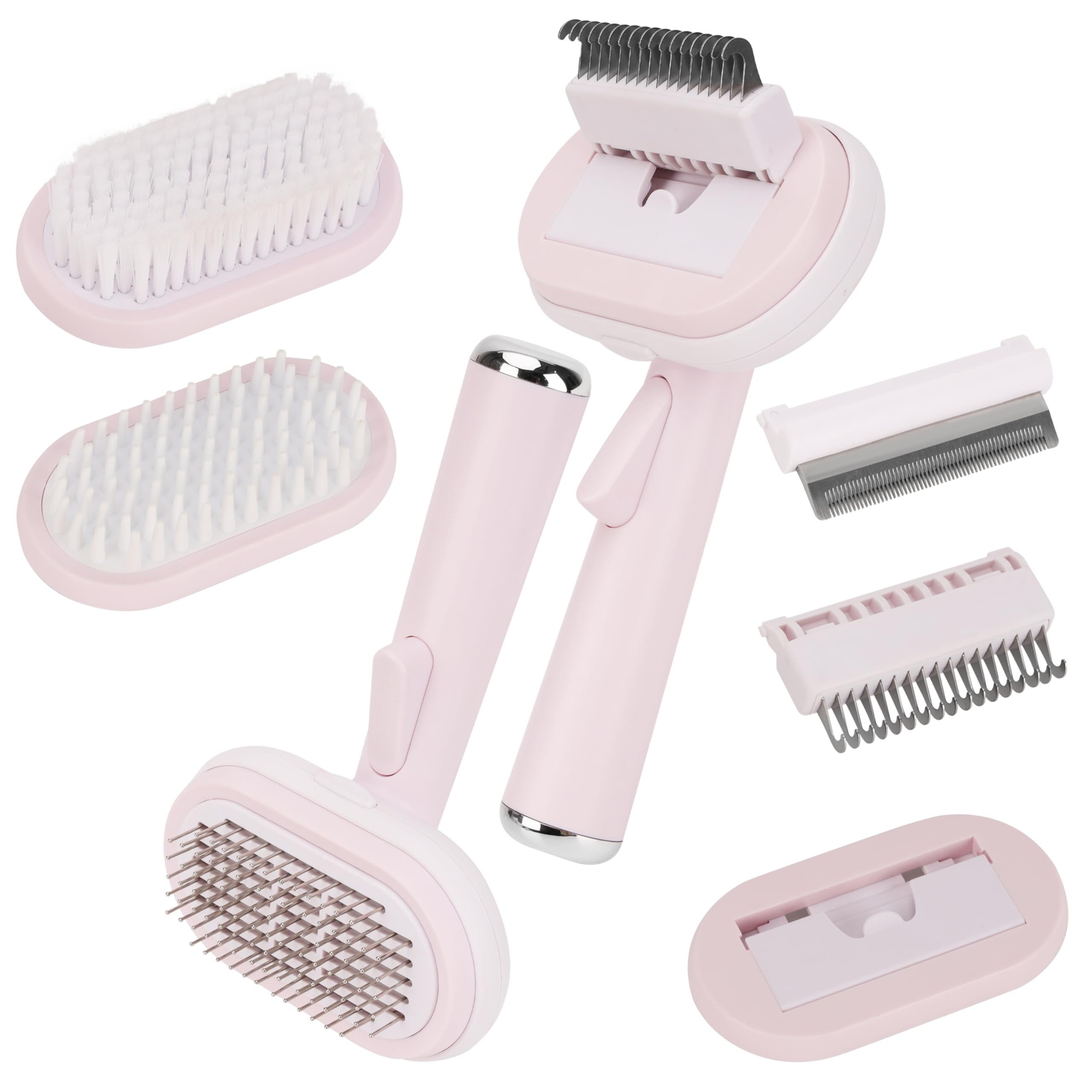 Tier-Beschäftigungsspielzeug Belle Vous Pink 5-in-1 Haustier-Pflegebürsten-Set - Katzenbürste für