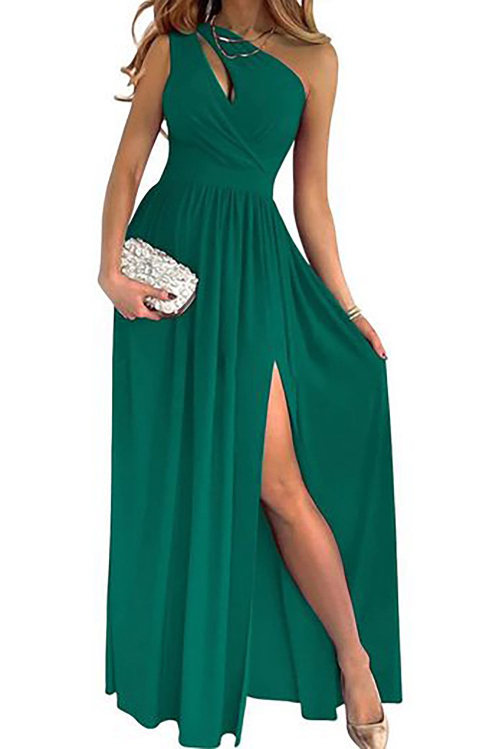 BlauWave Abendkleid Damen Elegantes Maxi Langes Kleid mit Schlitz Ballkleider (1-tlg) Maxikleid Partykleid Cocktailkleid Festliches Kleid