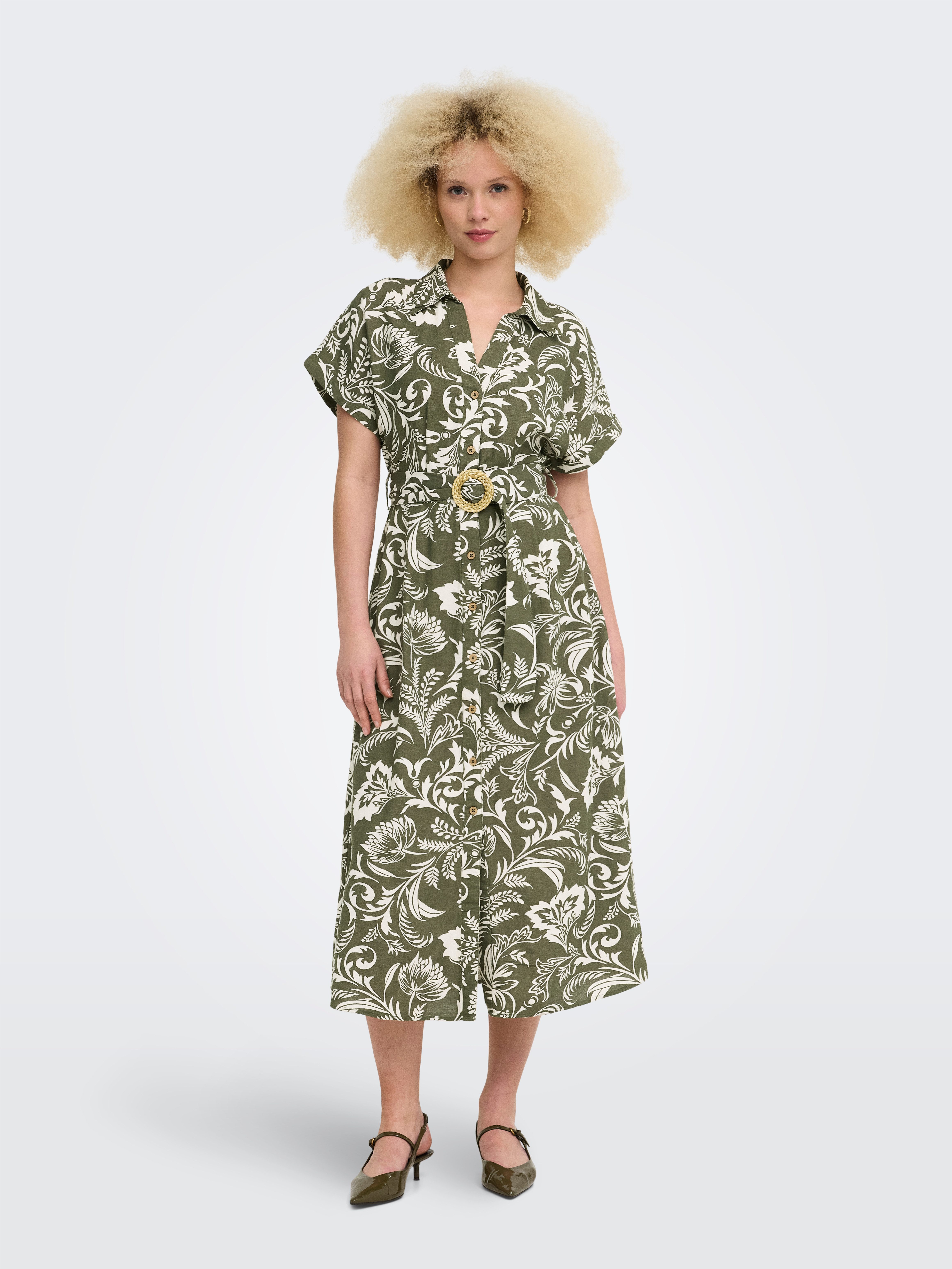 ONLY Hemdblusenkleid ONLJAKIRI LINEN SS MIDI SHIRT DRESS WVN Viskosemischung mit Leinen, regular fit