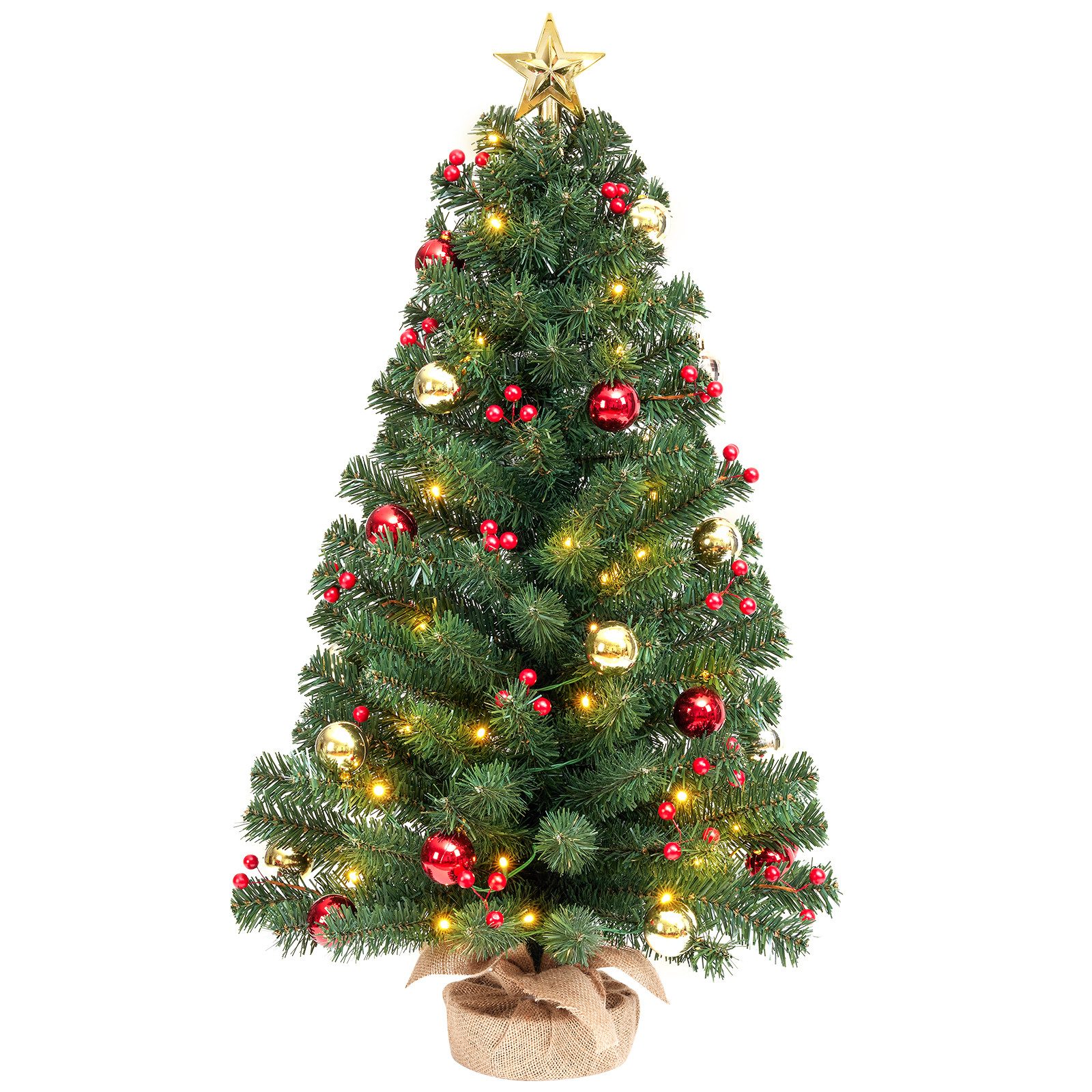 Yorbay Künstlicher Weihnachtsbaum Mini Weihnachtsbaum mit warmweiß LEDs, 8 Licht Modi, 70cm Tisch-Tannenbaum mit Stern-Baumspitze und Deko, Batterie betrieben, für Weihnachten, Advent, künstlich, Geschmückt