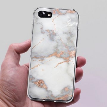 DeinDesign Handyhülle Gold Marmor Glitzer Look White and Golden Marble Look, Apple iPhone 8 Silikon Hülle Bumper Case Handy Schutzhülle