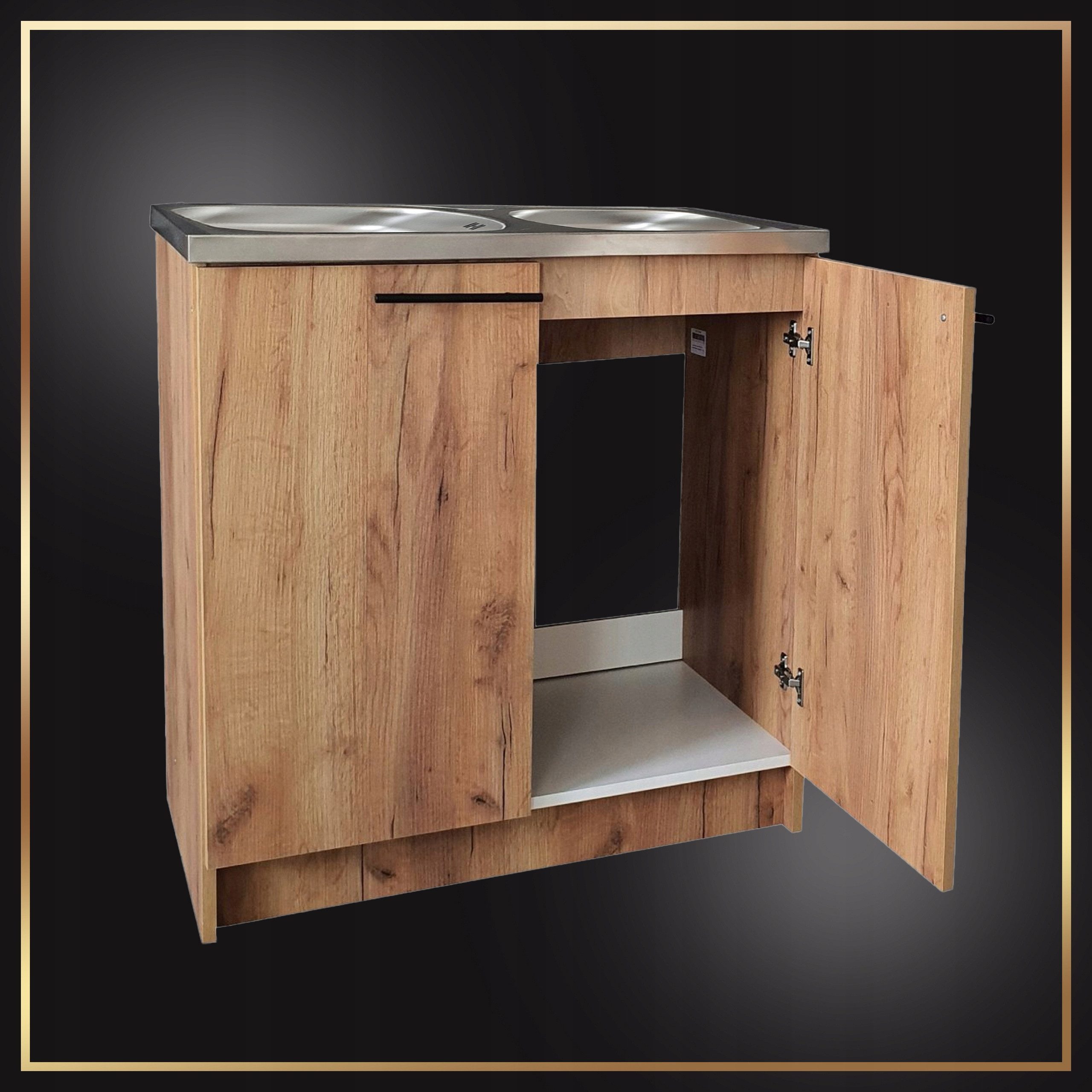 STAMAR Spülenschrank Küchenschrank 80cm Goldene Eiche Spüle 2 Kammer Drehar günstig online kaufen