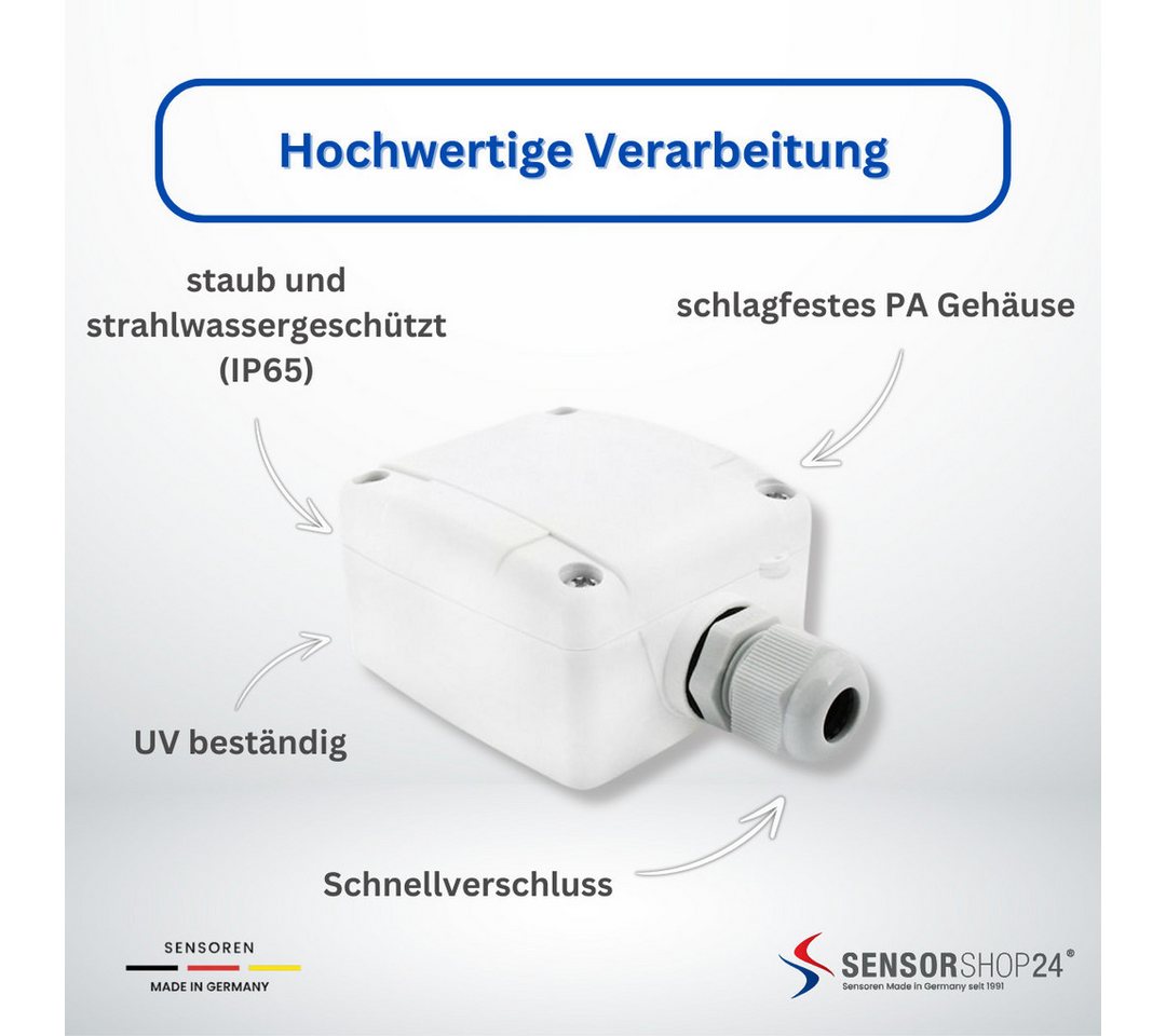 Thumbnail - Sensorshop24 Sensor Außentemperaturfühler Basic mit passendem Temperatursensor, Lieferumfang: 1 x Gehäuse mit Sensor, 2 ...