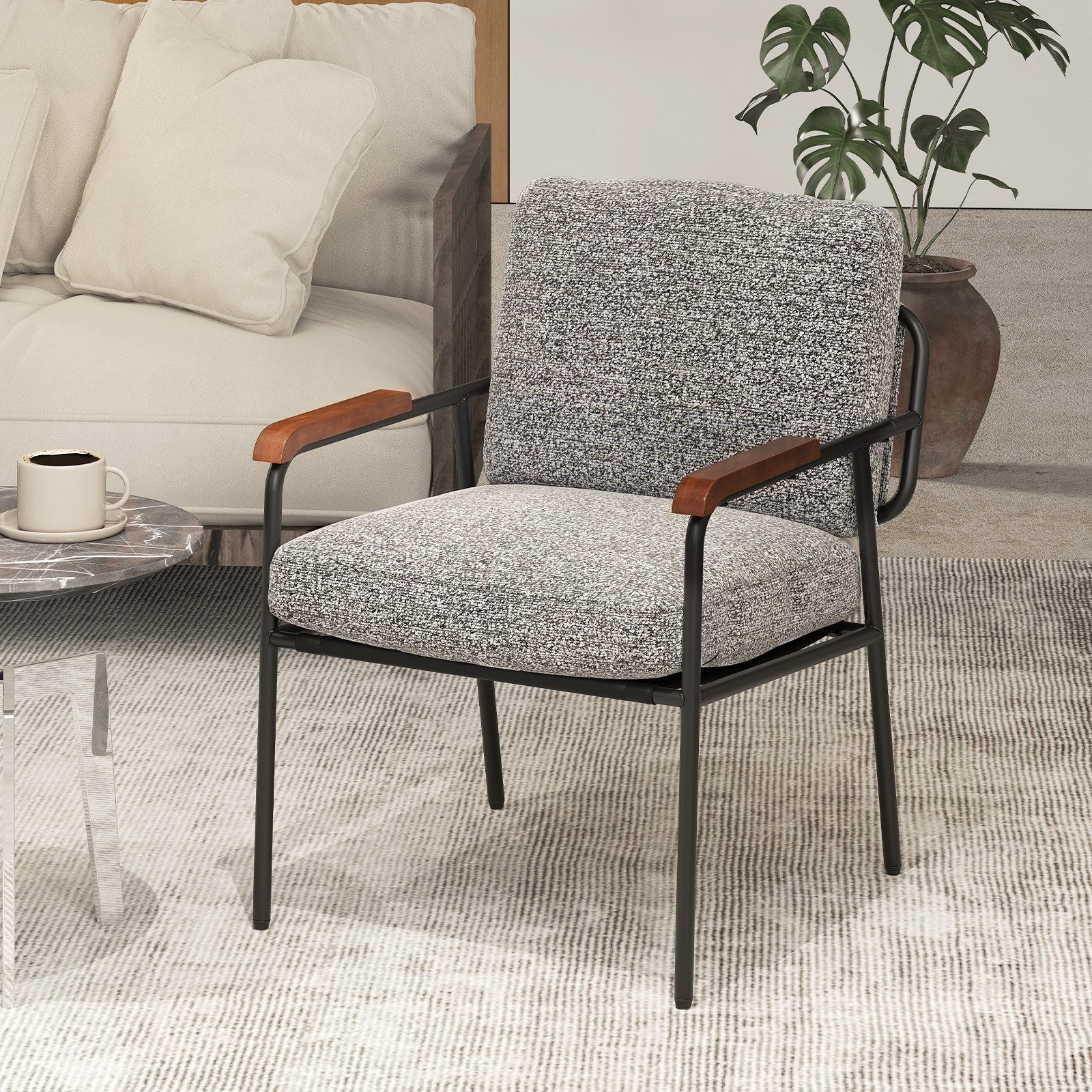 COSTWAY Polsterstuhl (1 St), Esszimmer mit Armlehnen & Rückenkissen 150 kg günstig online kaufen