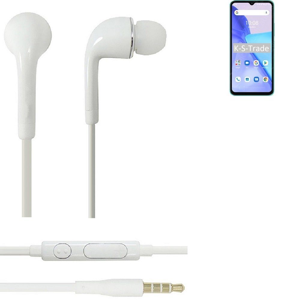 K-S-Trade für UMIDIGI Power 5 In-Ear-Kopfhörer (Kopfhörer Headset mit Mikrofon u Lautstärkeregler weiß 3,5mm)