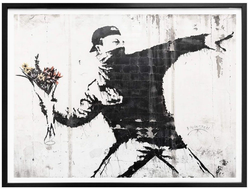 Wandposter Poster, Bild, Menschen Graffiti Wandbild, Blumenwerfer, Poster Bilder (1 St), Der Wall-Art