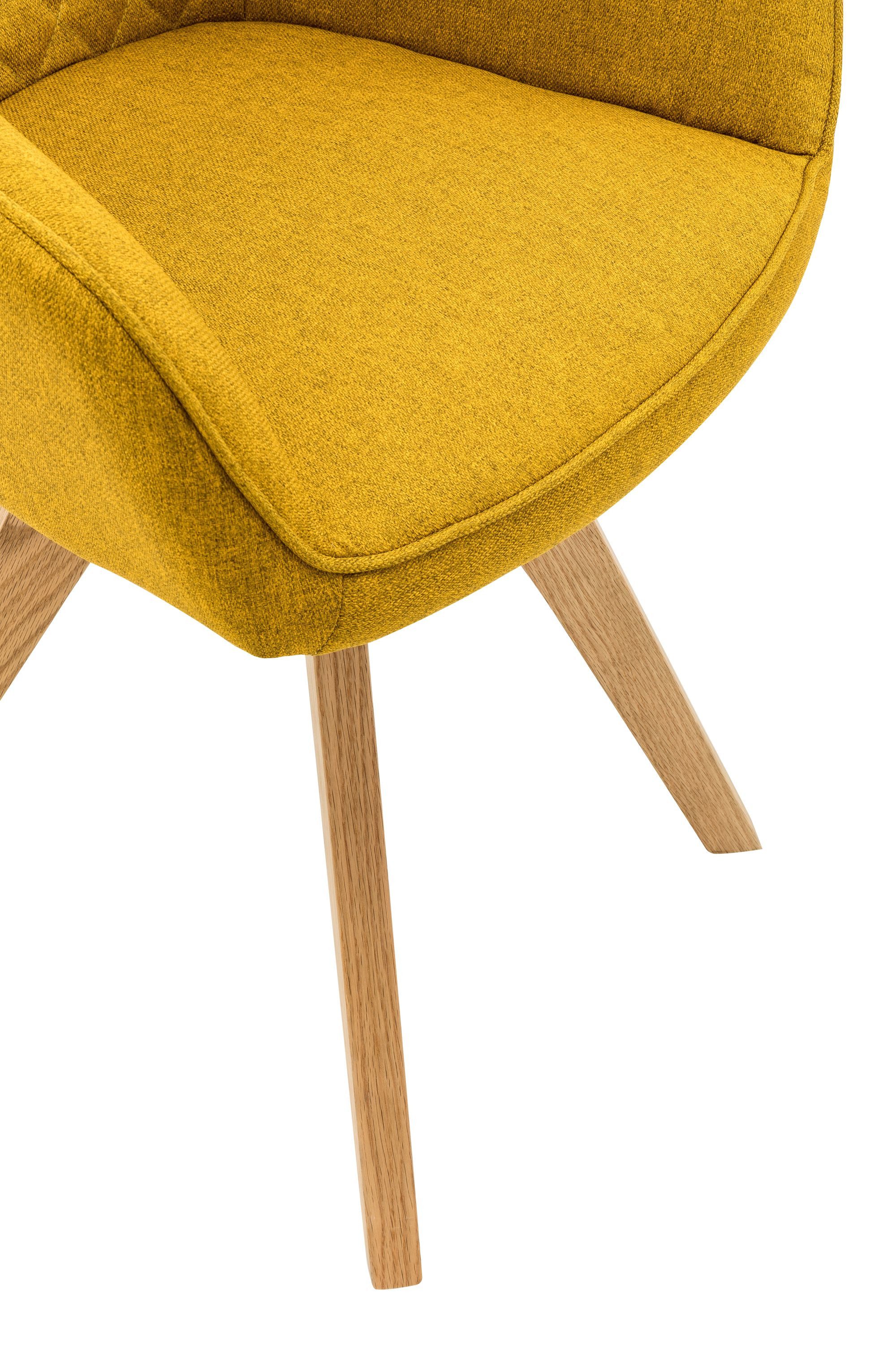 dynamic24 Polsterstuhl Inari, Armlehnstuhl 2er Set curry-gelb Textil