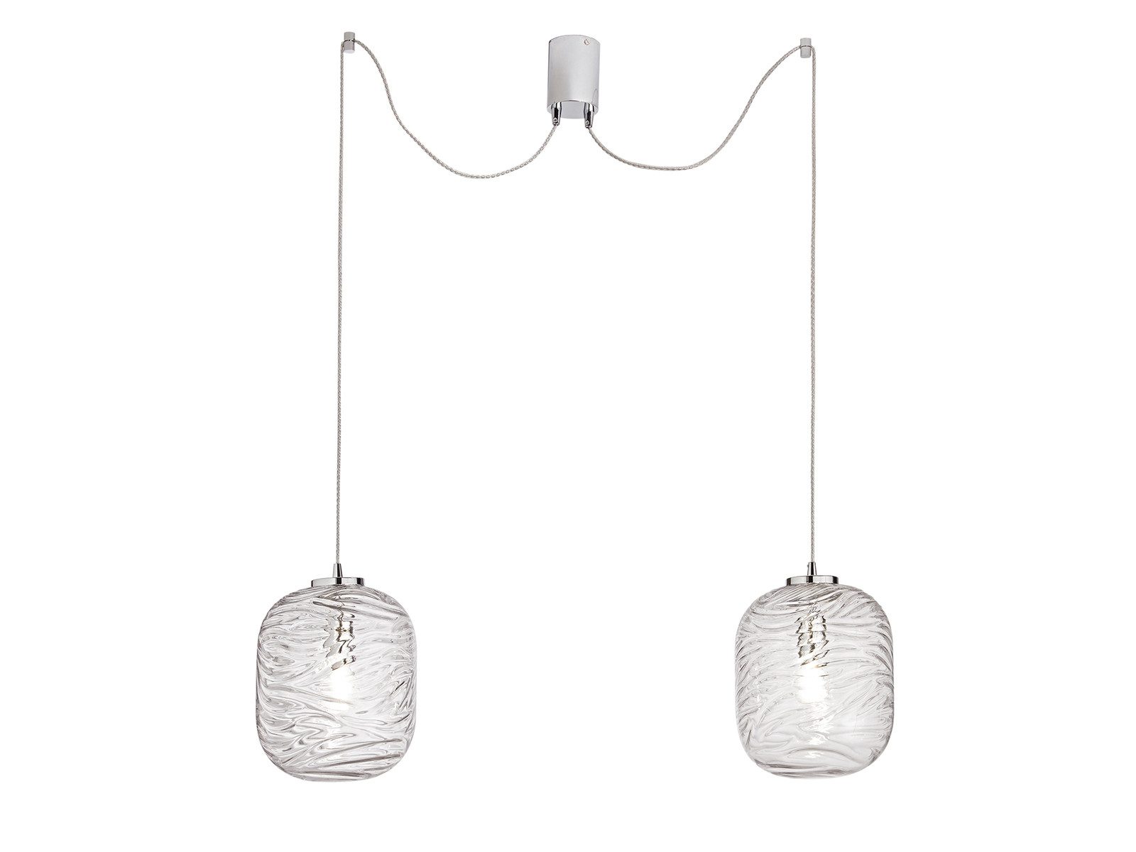 Luce Ambiente Design LED Pendelleuchte mit 2 Glasschirmen Abhängung max. 250cm, Dimmfunktion, LED wechselbar, Warmweiß, Affenschaukel Hänge-Lampe mit Leuchtmittel Esszimmerlampe für Esstisch