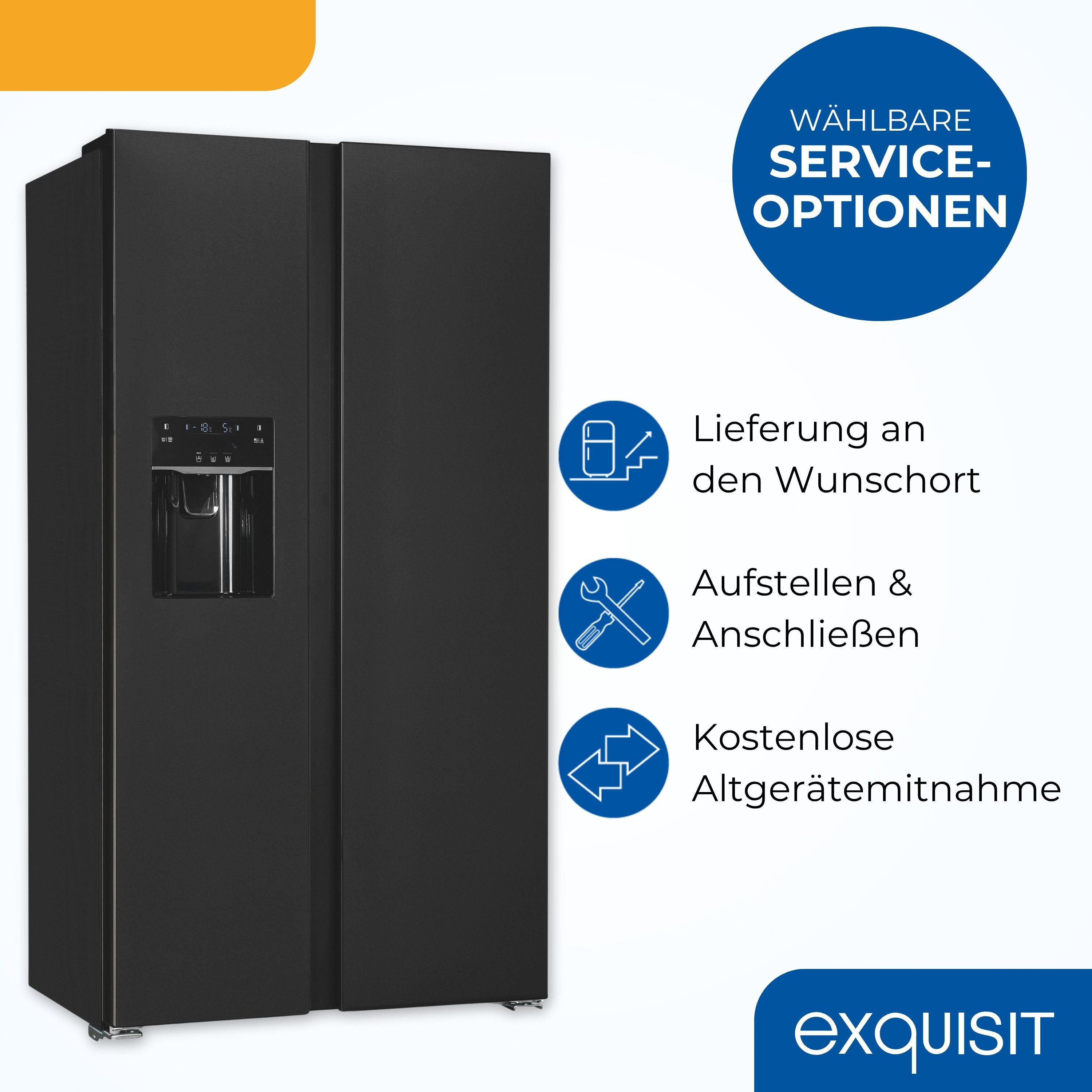 exquisit Side-by-Side SBS520-CF-040E inoxlook-az SBS520-CF-040E inoxlook-az, 177 cm hoch, 90 cm breit – Bild 5 von 5