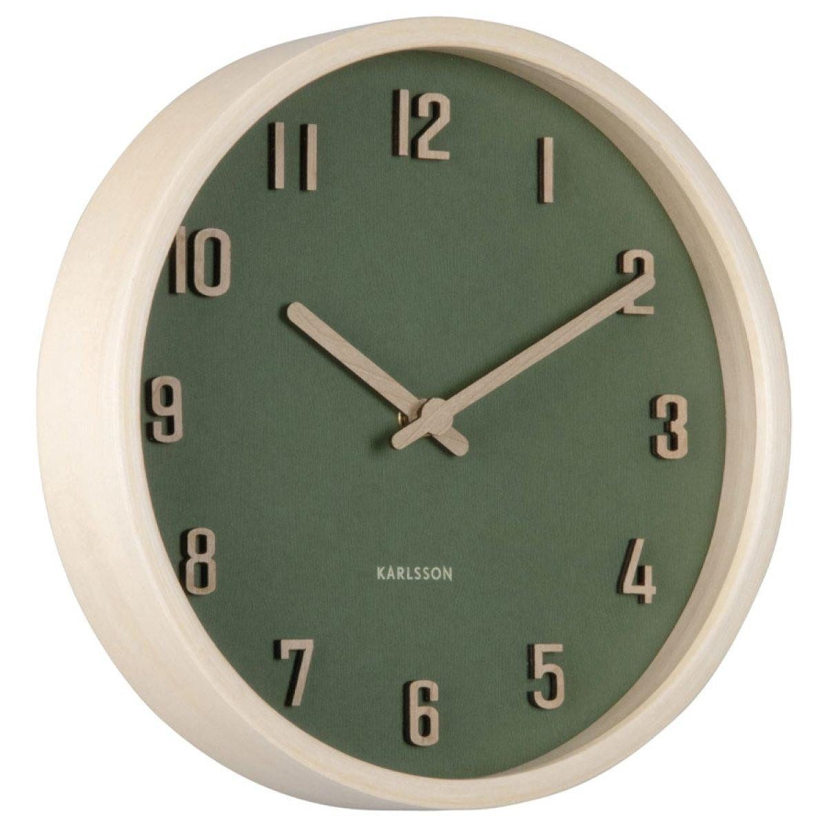 Karlsson Uhr Wanduhr Nervadura Rund Holz Grün (22cm)