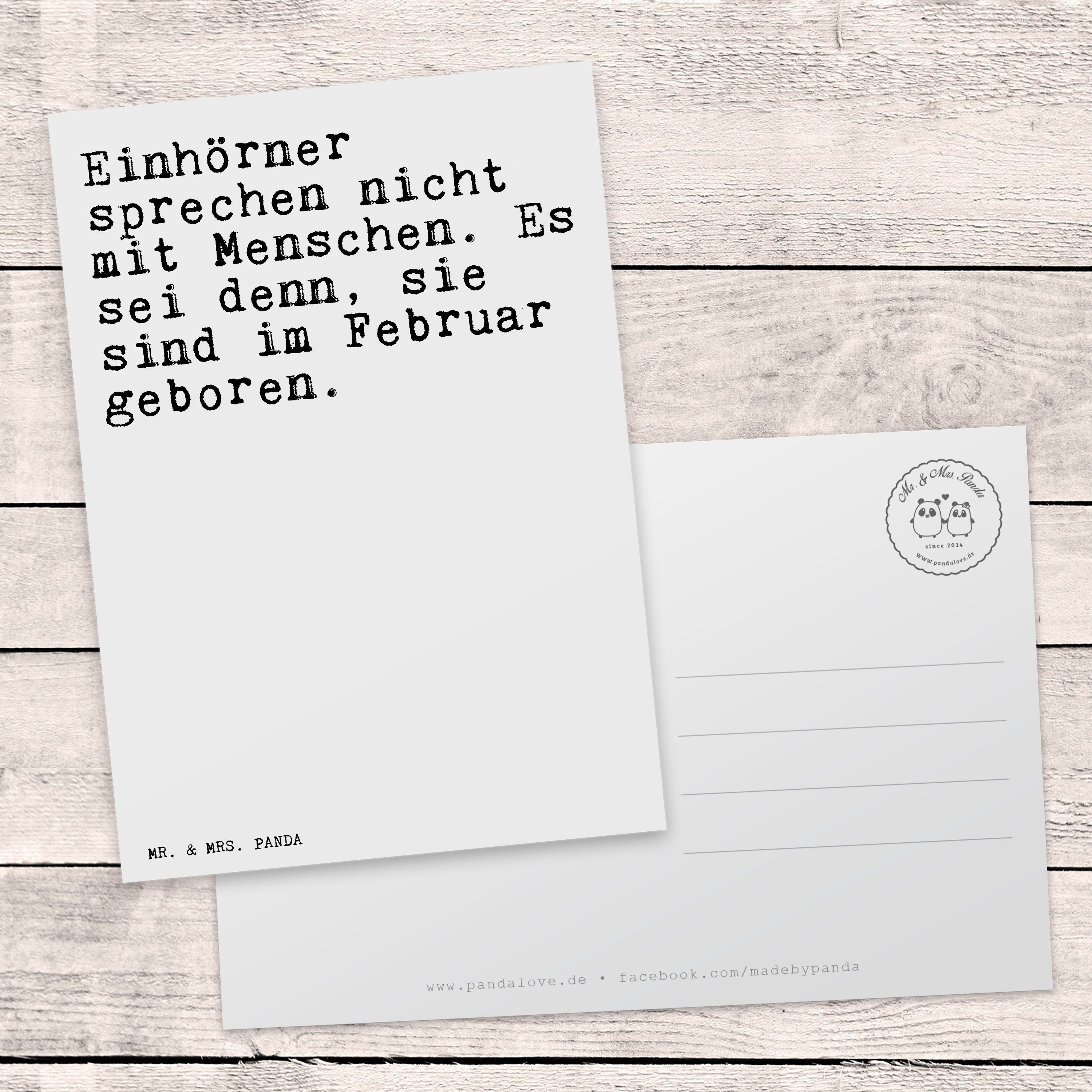 Mrs. Weiß - Einhörner - sprechen Postkarte mit... & Einladung, Panda nicht Mr. Zitate Geschenk,
