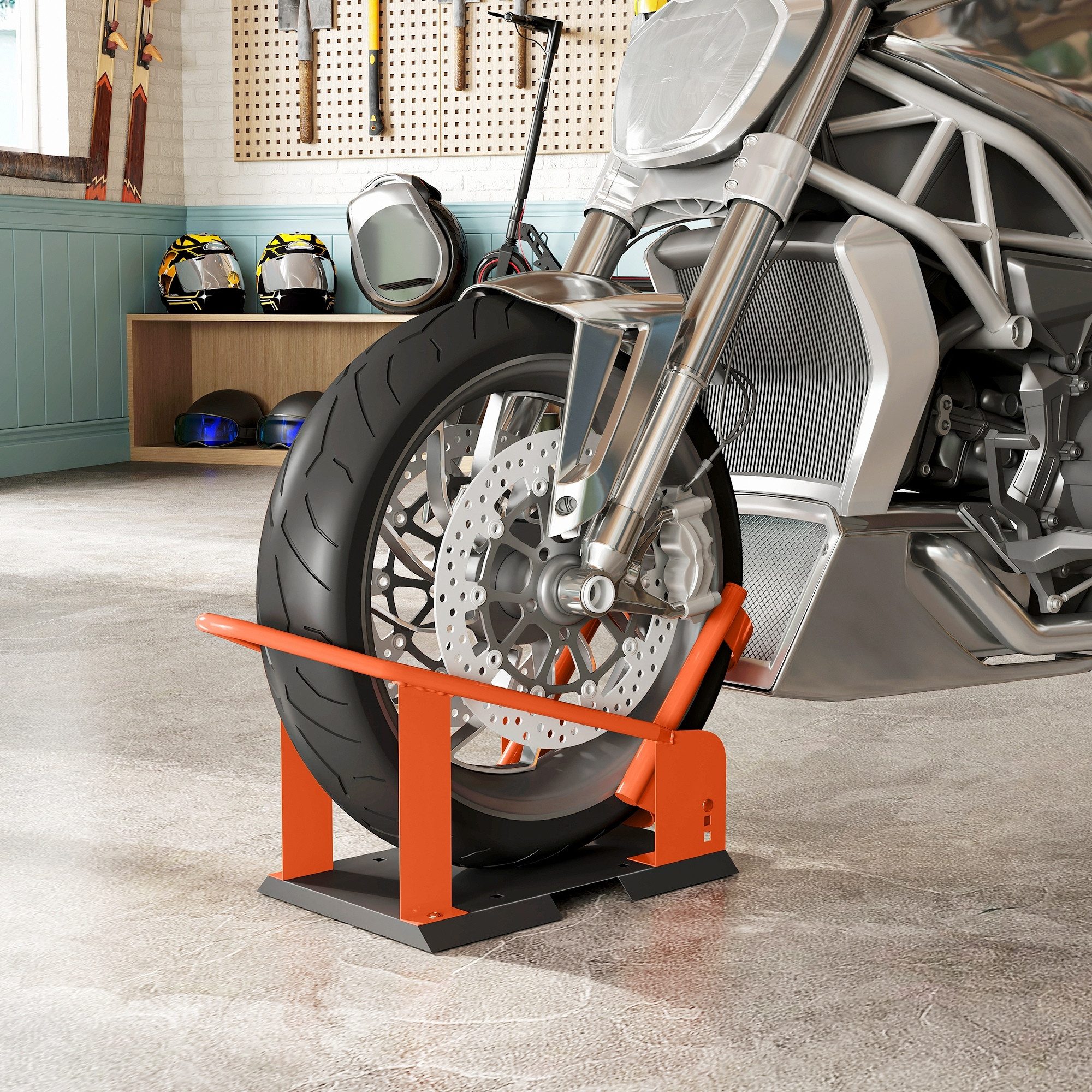 MC Star Motorrad-Hauptständer Motorradständer für 15-21", 381-533,4 mm Vorderrad, (einstellbare Motorradwippe 816,5 kg Tragkraft Orange)