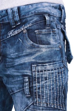 Cipo & Baxx 5-Pocket-Jeans Kosmo Lupo Herren Jeans KM130 W31/L32 (1-tlg) mit Schriftzügen und Verzierungen