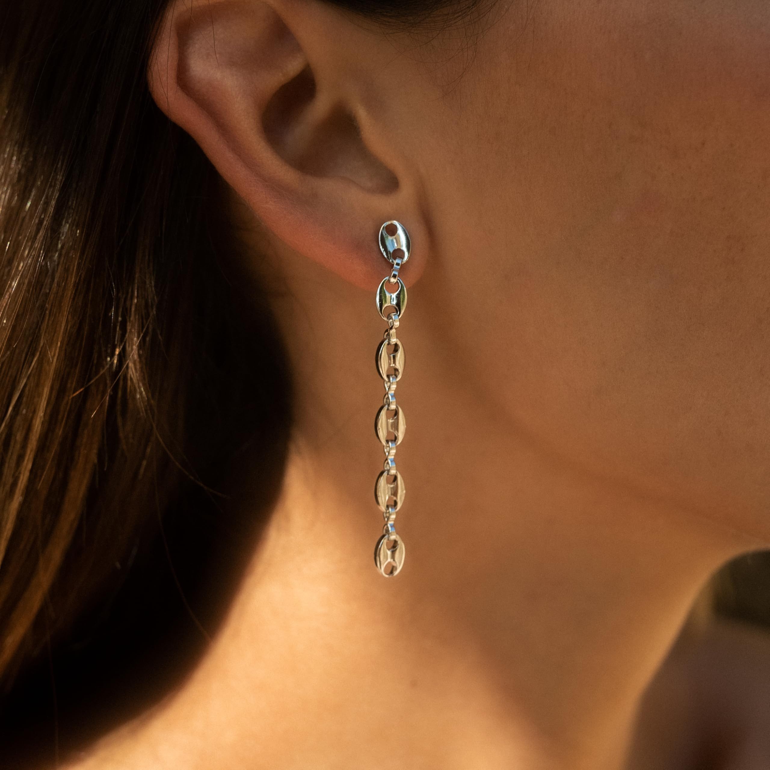 Made by Nami Ohrring-Set Hängend Statement Ohrringe Silber aus Chirurgischem Edelstahl, Festival Schmuck Damen Wasserfester Schmuck Hypoallergen