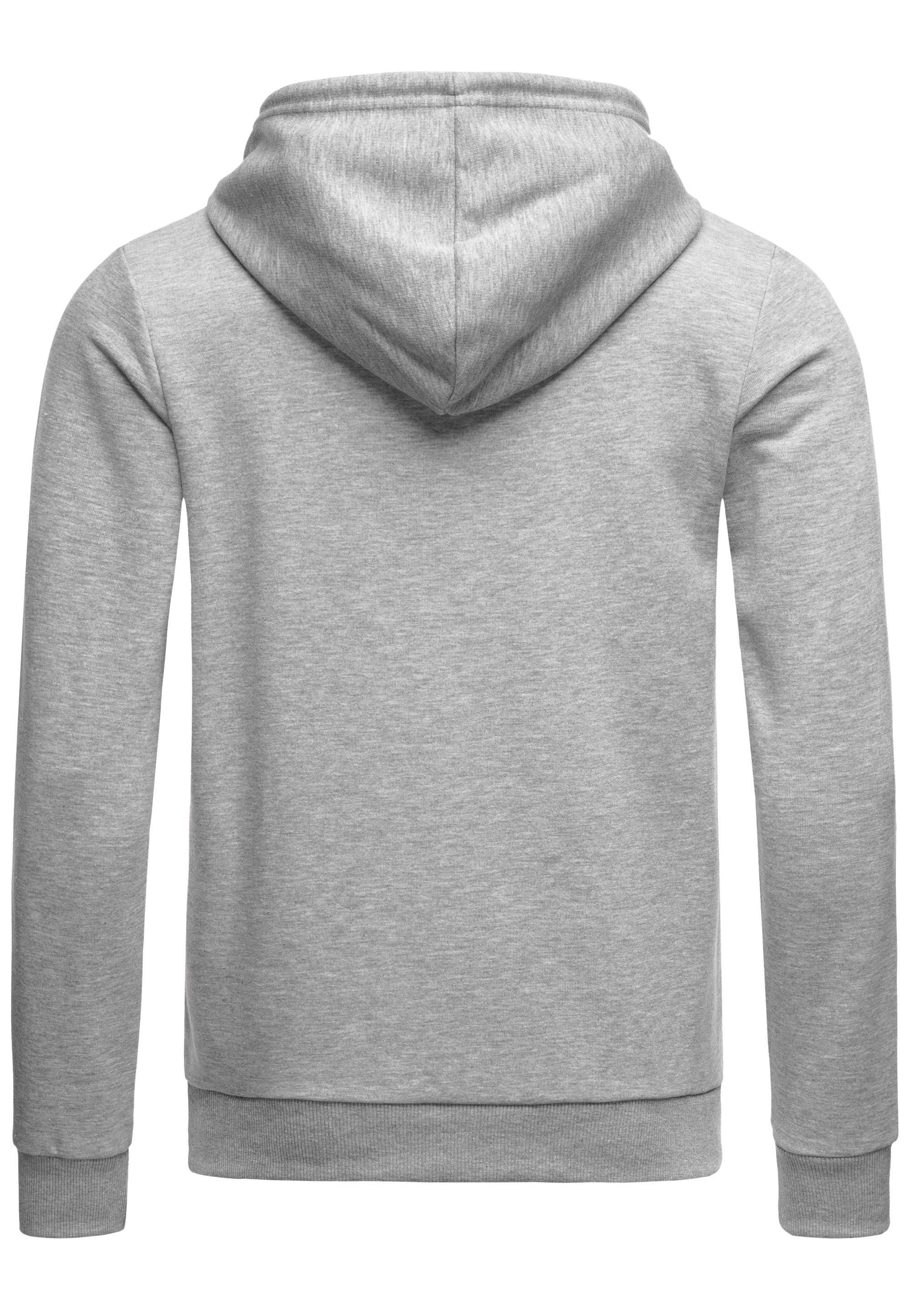 Premium Hoodie Kängurutasche Grau Kapuzensweatshirt Qualität RedBridge mit