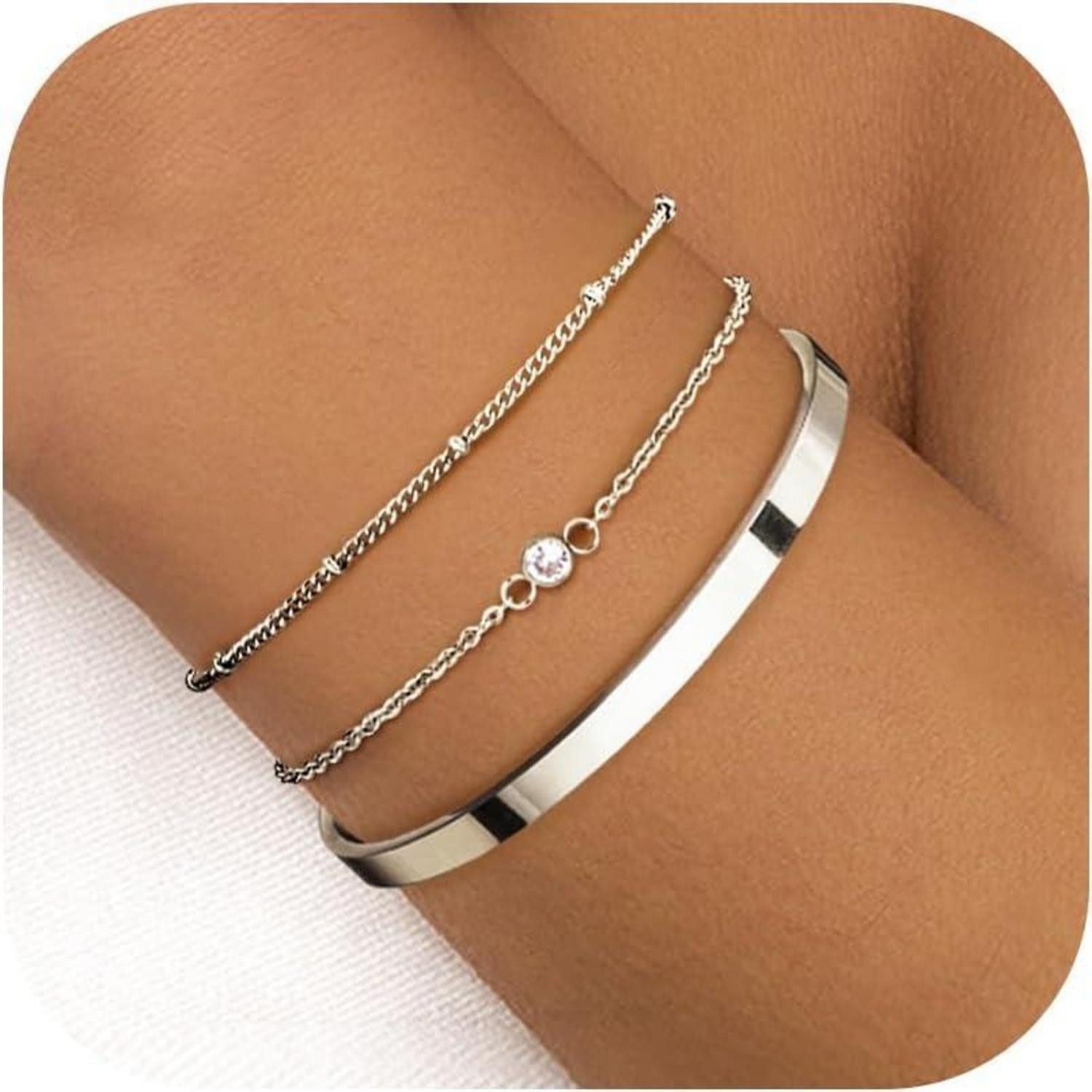 LuxusKollektion Ketten und Armband Set Armband Damen 14 Karat Gold Edelstah günstig online kaufen