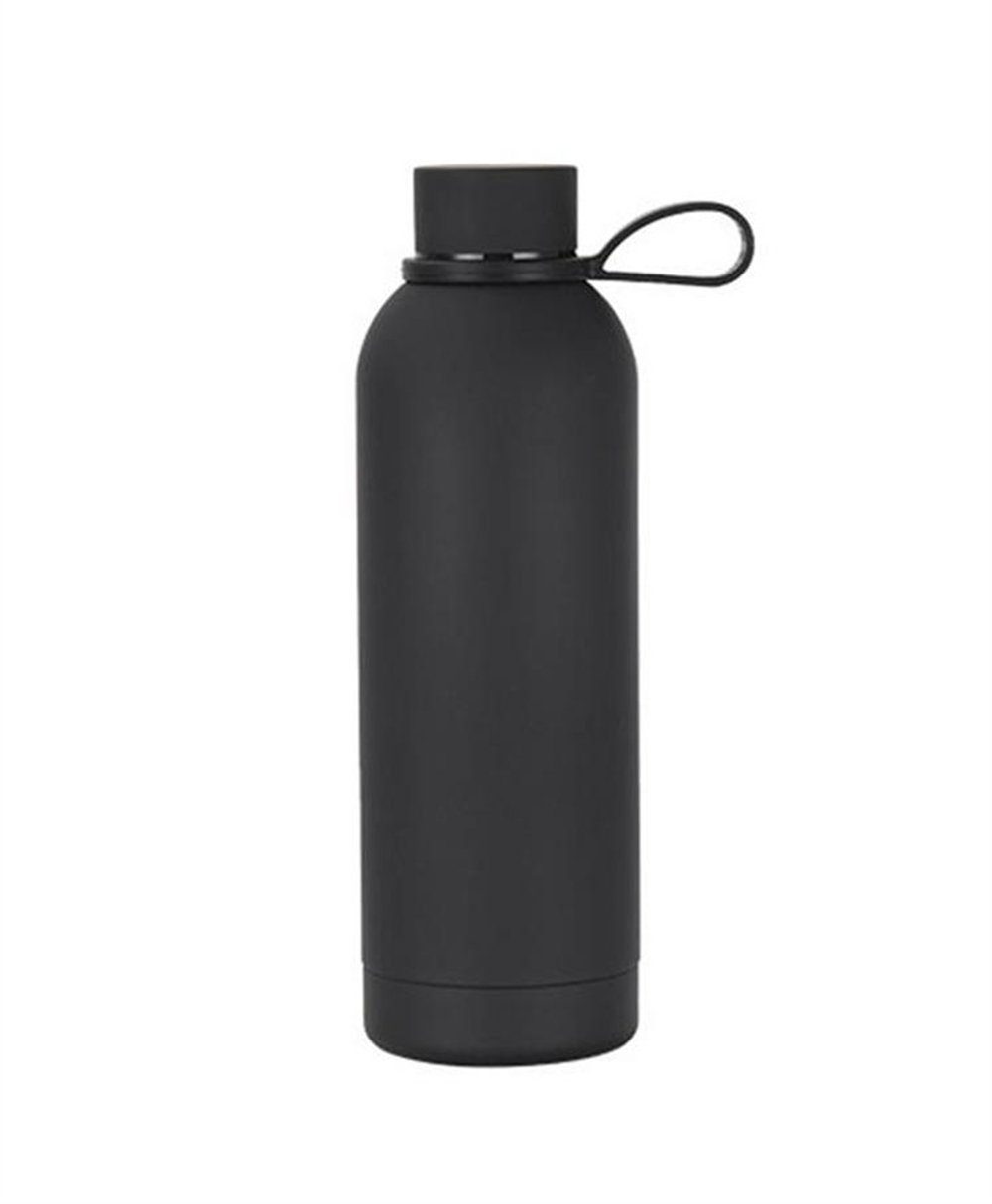 Rouemi Isolierflasche Thermobecher,500ml Trinkflasche,Heiß- und Kaltgetränke Isolierung, 12h heiß/24h kalt Schwarz