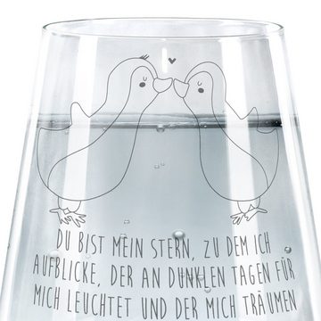 Mr. & Mrs. Panda Glas Pinguin Liebe - Transparent - Geschenk, Ehemann, Spülmaschinenfeste T, Premium Glas, Hochwertige Lasergravur