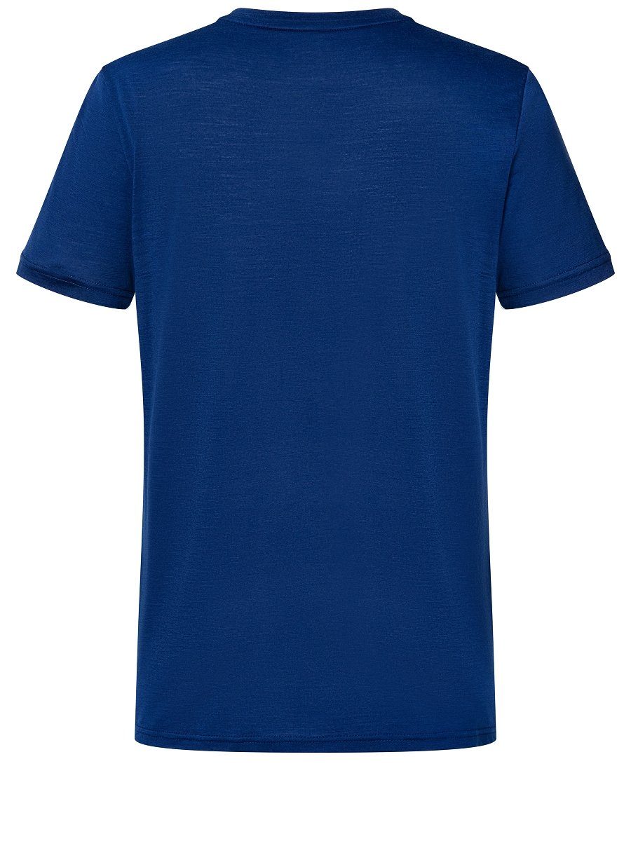 TERRAIN Grey lässiger Merino-Materialmix T-Shirt TEE SUPER.NATURAL M Blue Merino Print, ALL Depths/Feather T-Shirt