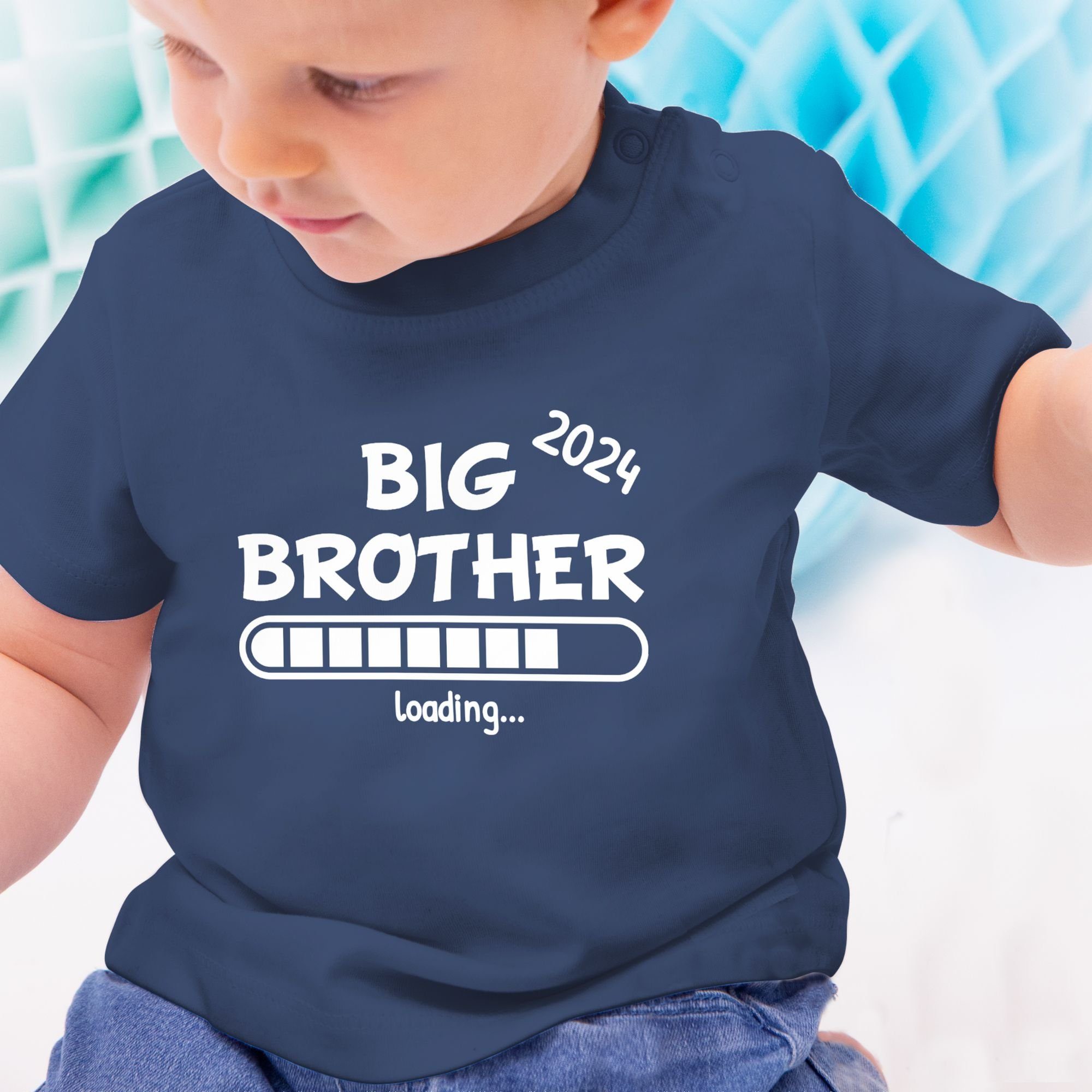 Shirtracer T-Shirt Big Blau Navy 2024 Schwester Bruder und Brother 1 loading Geschwister