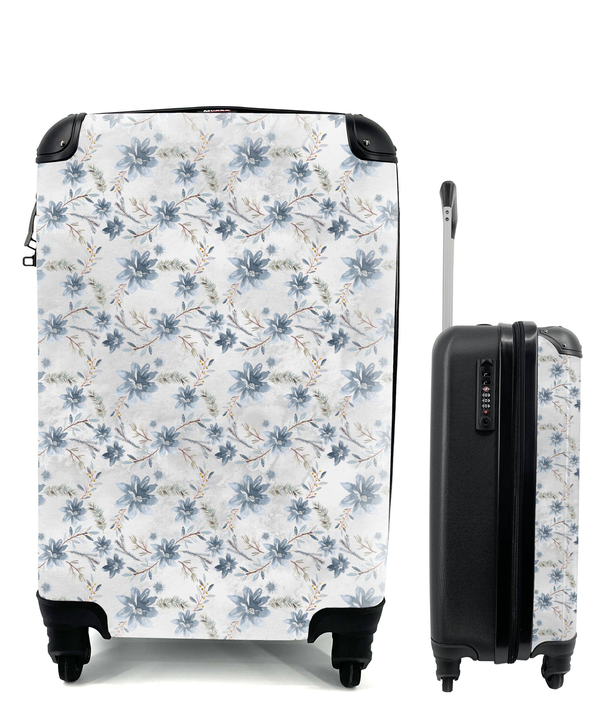 [Einfach zu verwenden] MuchoWow Handgepäckkoffer Vintage - Ferien, Reisekoffer rollen, Rollen, - für Grau, 4 Handgepäck Reisetasche Girlande Trolley, mit