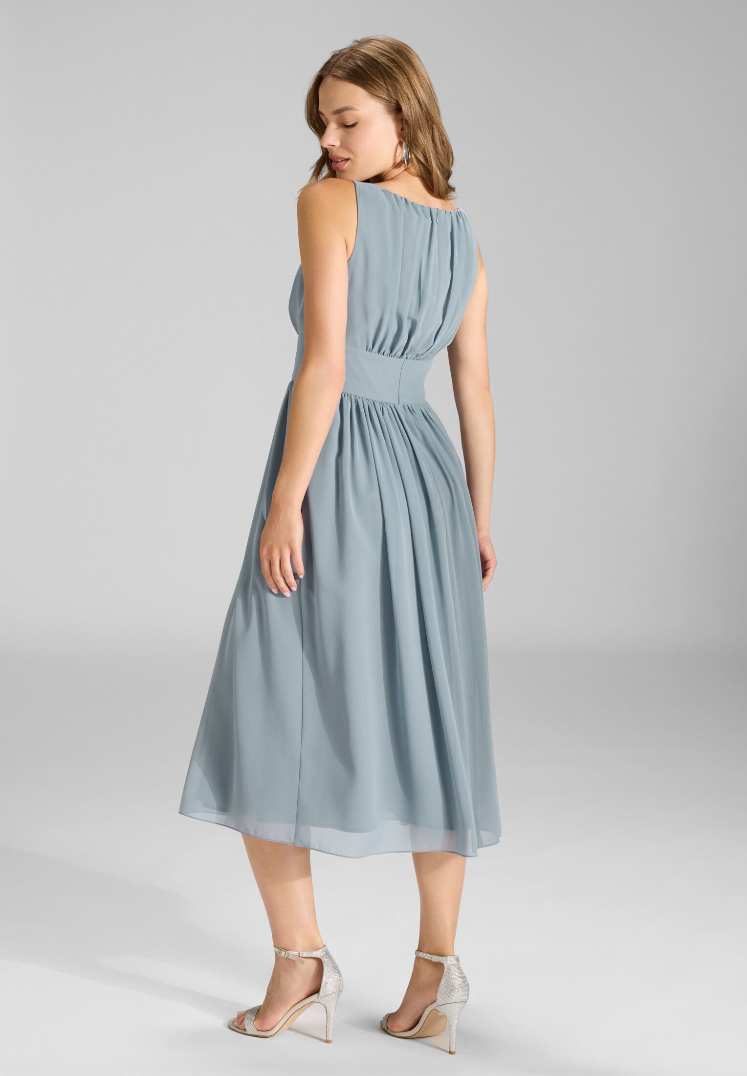 SWING Cocktailkleid - Chiffonkleid mit Taillenpasse Taillierter Schnitt mit fließendem Rockteil