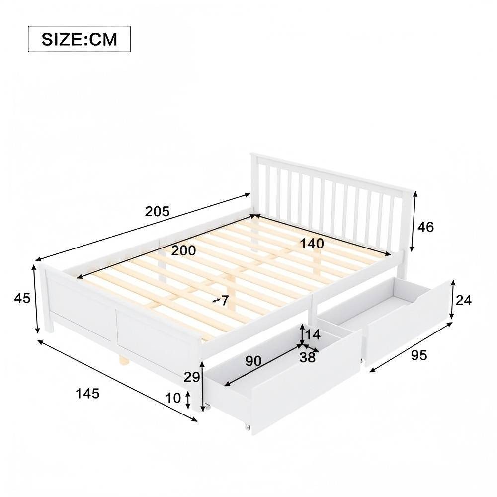 TavilaEcon Holzbett Doppelbett, Jugendbett, Erwachsenenbett mit günstig online kaufen