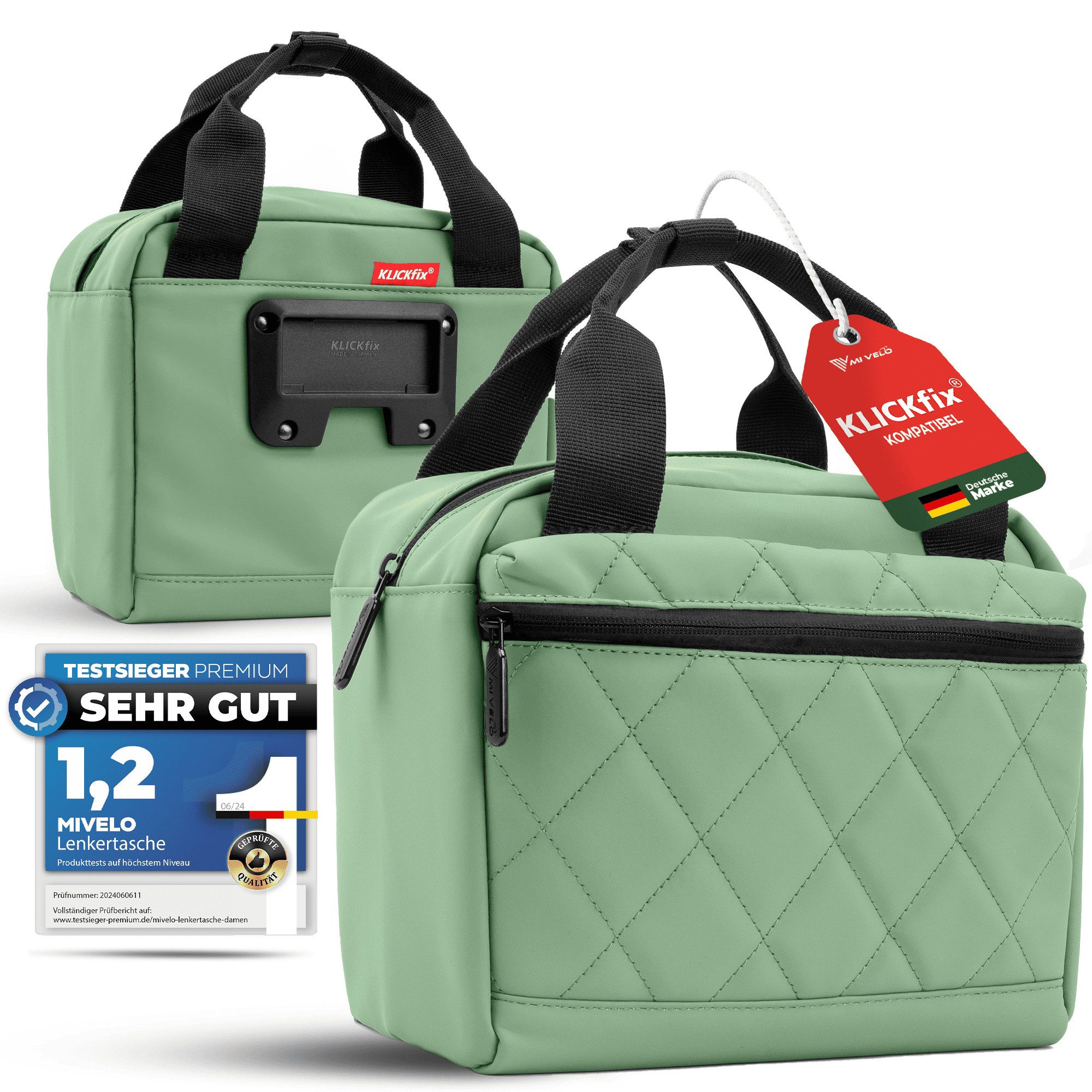 MIVELO Lenkertasche Fahrradtasche Lenker für KLICKfix, Fahrrad Tasche inkl. Regenschutz, KLICKfix kompatibel
