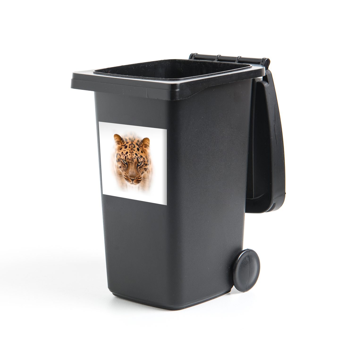 MuchoWow Wandsticker Panther - Porträt - Weiß (1 St), Mülleimer-aufkleber, Mülltonne, Sticker, Container, Abfalbehälter
