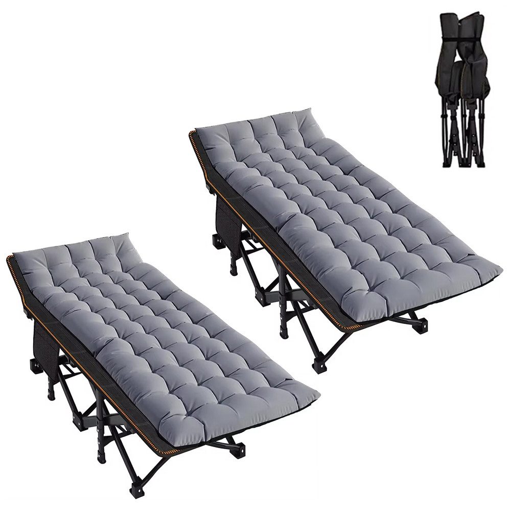 Divit Gartenliege 2x Klappbares Feldbett Gartenliege mit Auflage & Tragetasche bis 200 k