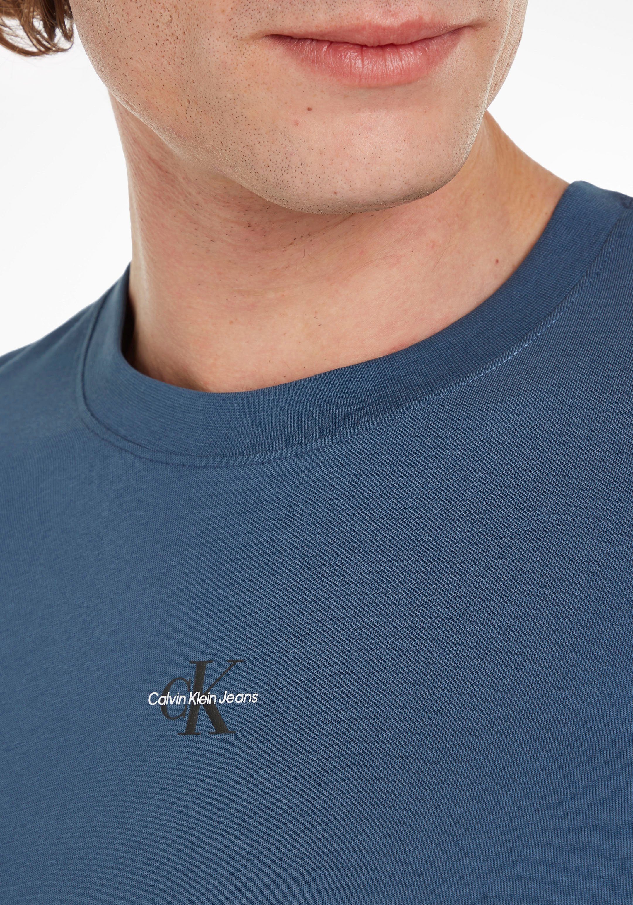 Klein TEE Jeans T-Shirt Sea MONOLOGO kleinem Calvin Logo-Druck MICRO Aegean mit