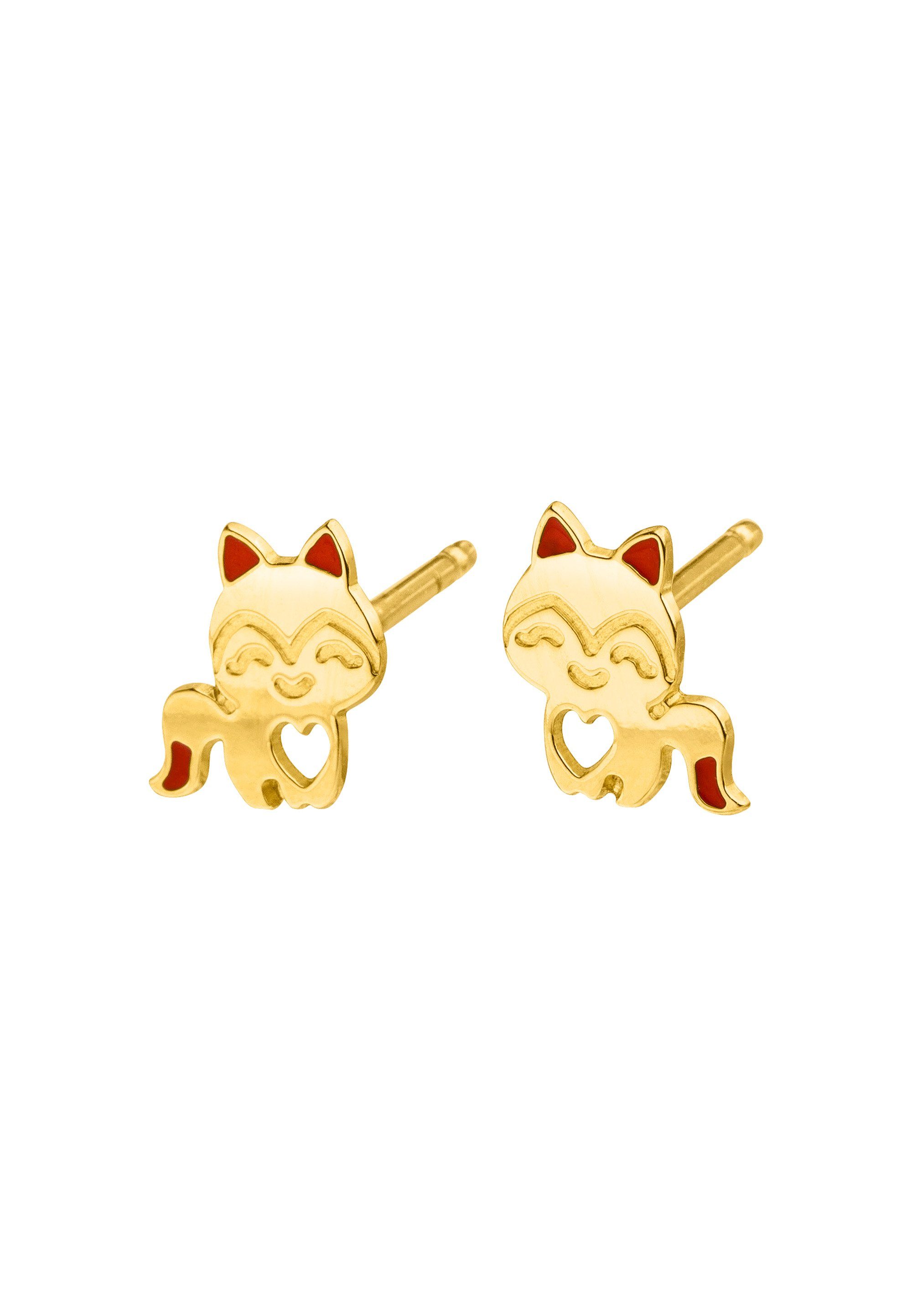 NANA KAY Paar Ohrstecker Nana Kay Gold for Kids, mit bunter Emaille, Im  Katzen-Design mit buntem Emaille-Besatz