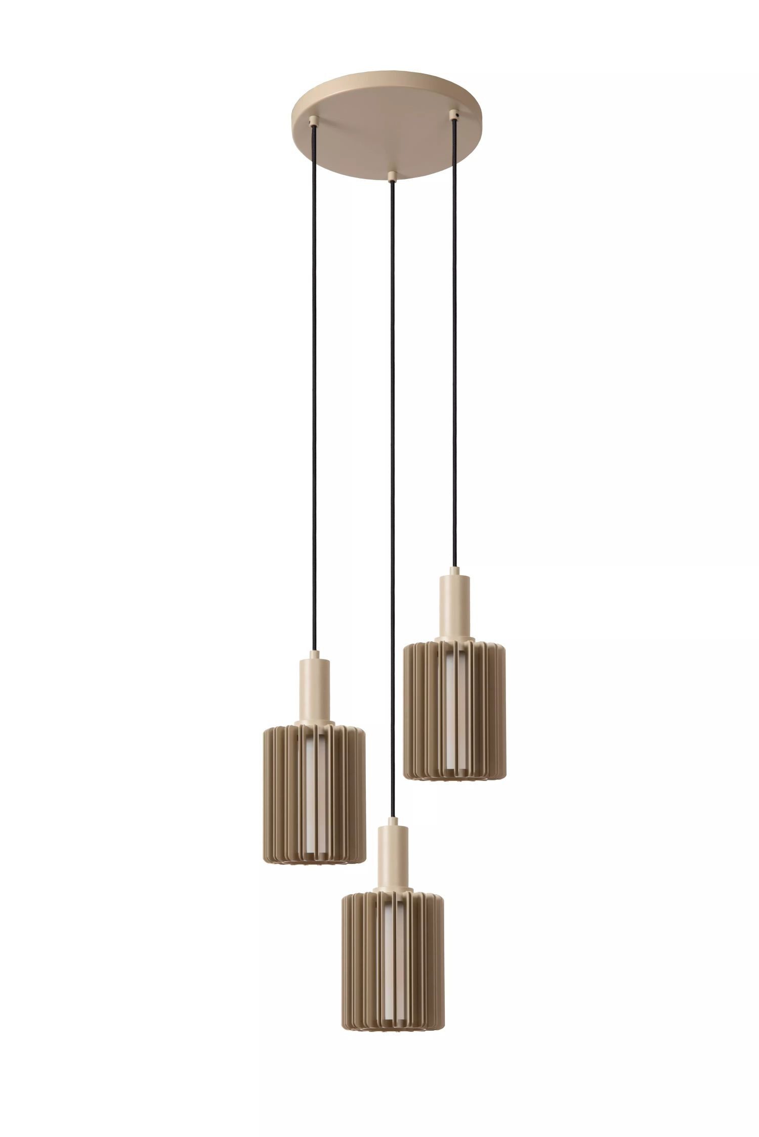 Licht-Erlebnisse Pendelleuchte UBEON, ohne Leuchtmittel, Aluminium Glas E27 40 cm breit H: max. 164 cm Taupe 3-flammig Modern