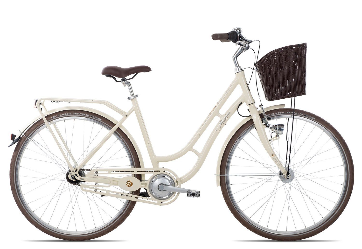 Maxim Cityrad Anno 1902 Wave, 7 Gang Shimano Nexus 7 Rücktritt Schaltwerk, Nabenschaltung Rücktritt, Damenrad Citybike Tiefeinstieg 28 Zoll weiß