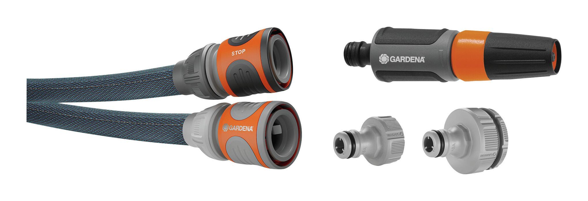 GARDENA Gartenschlauch, Textilschlauch Liano Xtreme Display 1/2" 10m Set + TapFix