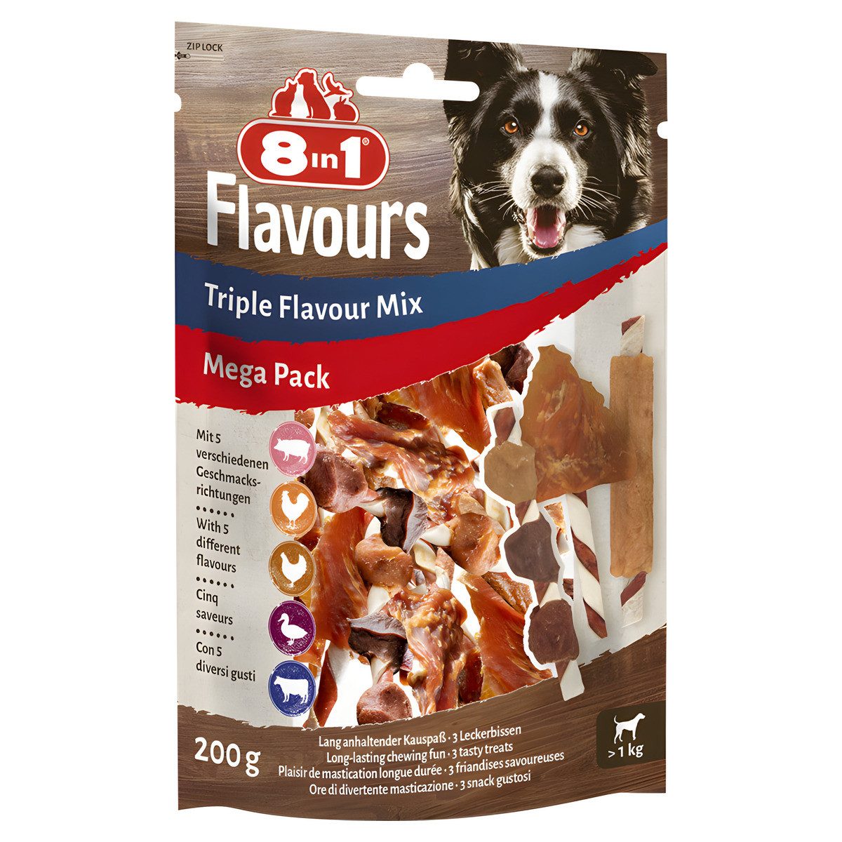 8in1 Triple Flavour Mix 200 g, Snack für: Hund