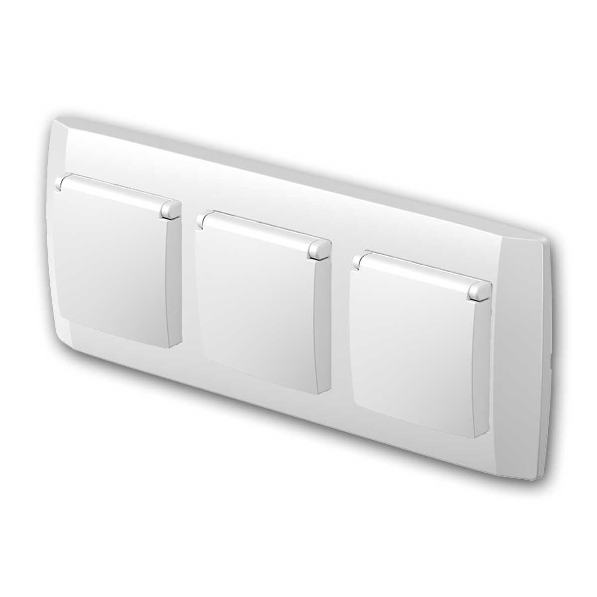 TEM Unterputz-Steckdose LOGIQ 3-fach Steckdose/DeckelWS weiß 250V~/16A