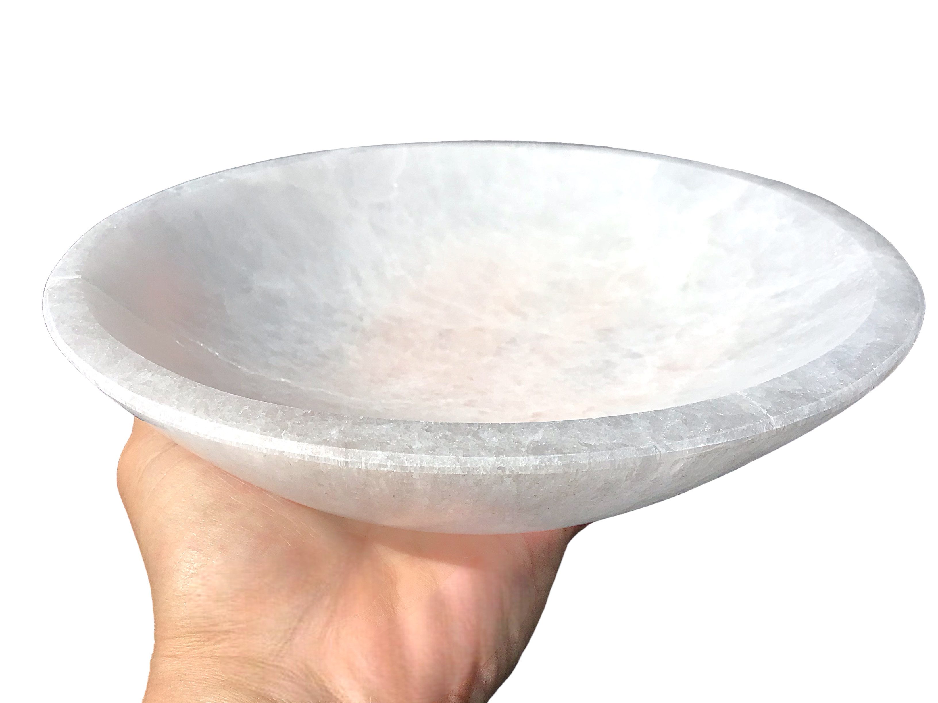 Steinfixx® Dekoschale Große Selenit Schale, Ø 13 cm, ca. 600 g, Landhausstil (Blickfang, 1 St., schwere, massive Ausführung), AAA-Qualität aus Marokko