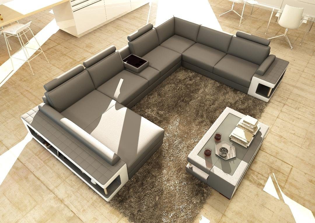 JVmoebel Ecksofa Wohnlandschaft Luxus Sofa Trend in U Kollektion Couch Europe Form, Grau Ledersofa Made