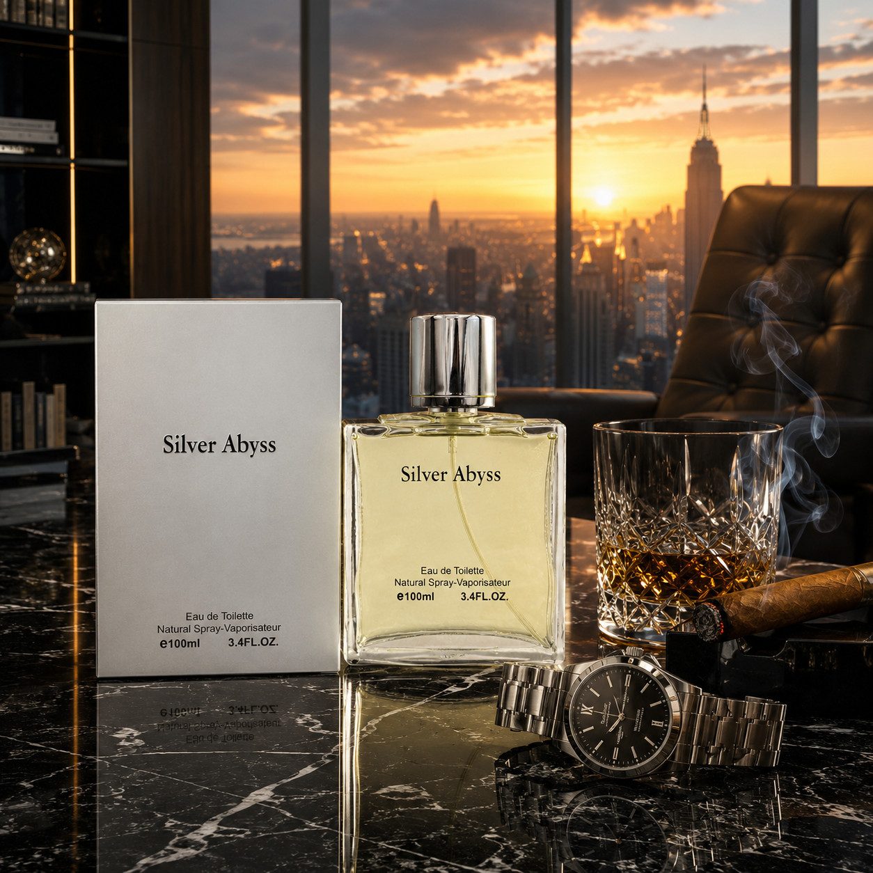 Fine Perfumery London Eau de Toilette Silver Abyss Pour Homme Herrenduft Frisch Holzig 100ml, Hergestellt in UK, Herrendüfte, Frisch, Aromatisch